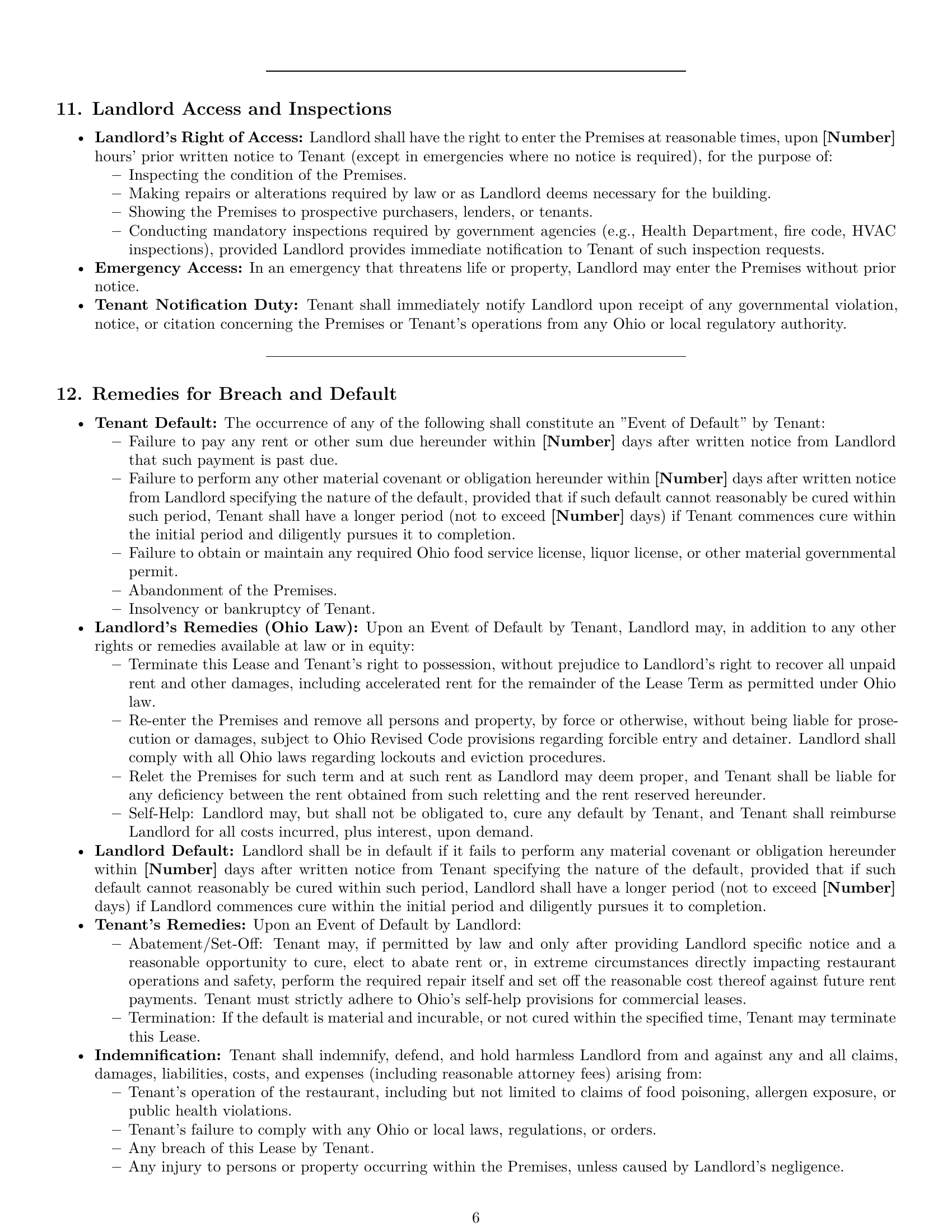 Preview page 6 of Pro Ohio restaurant lease agreement template
