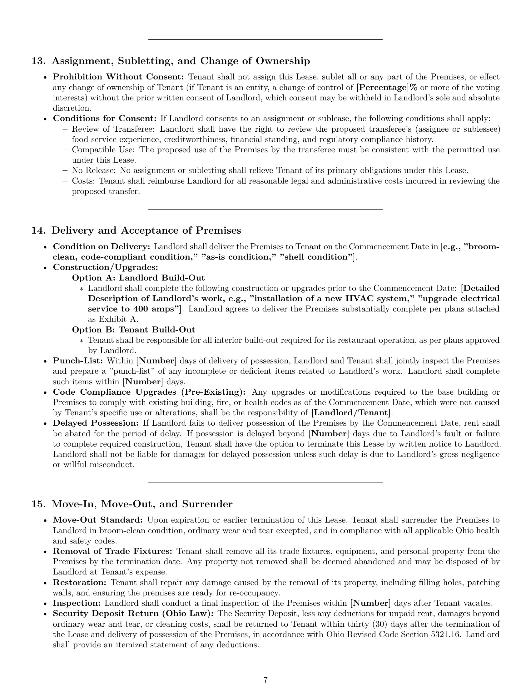 Preview page 7 of Pro Ohio restaurant lease agreement template