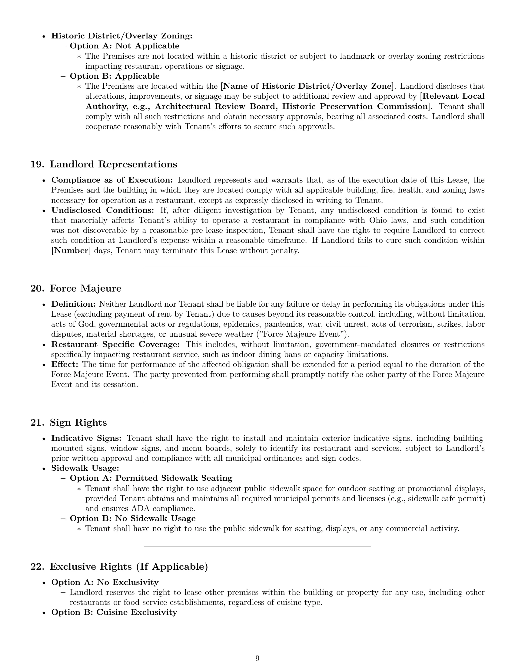 Preview page 9 of Pro Ohio restaurant lease agreement template