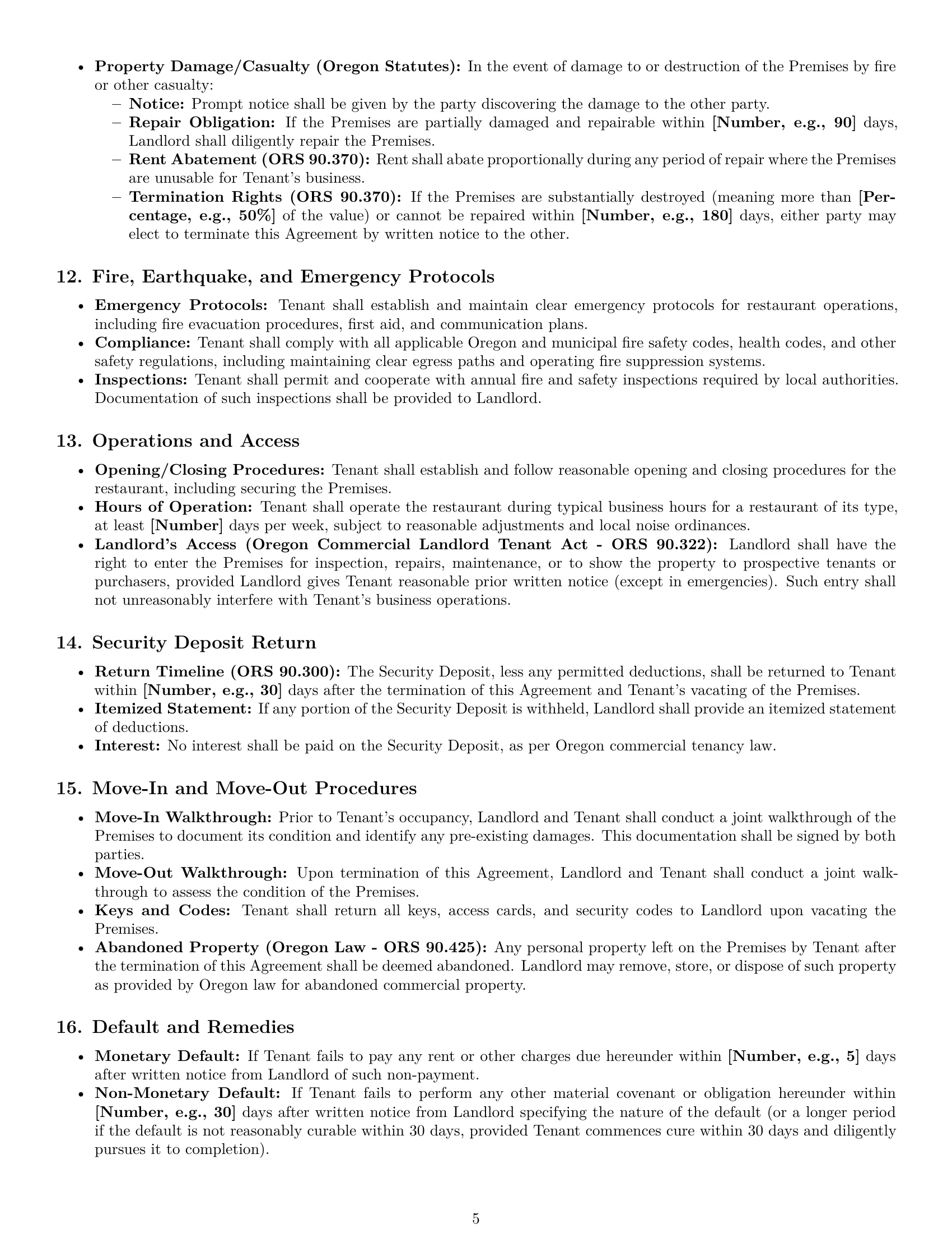 Preview page 5 of Pro Oregon restaurant lease agreement template