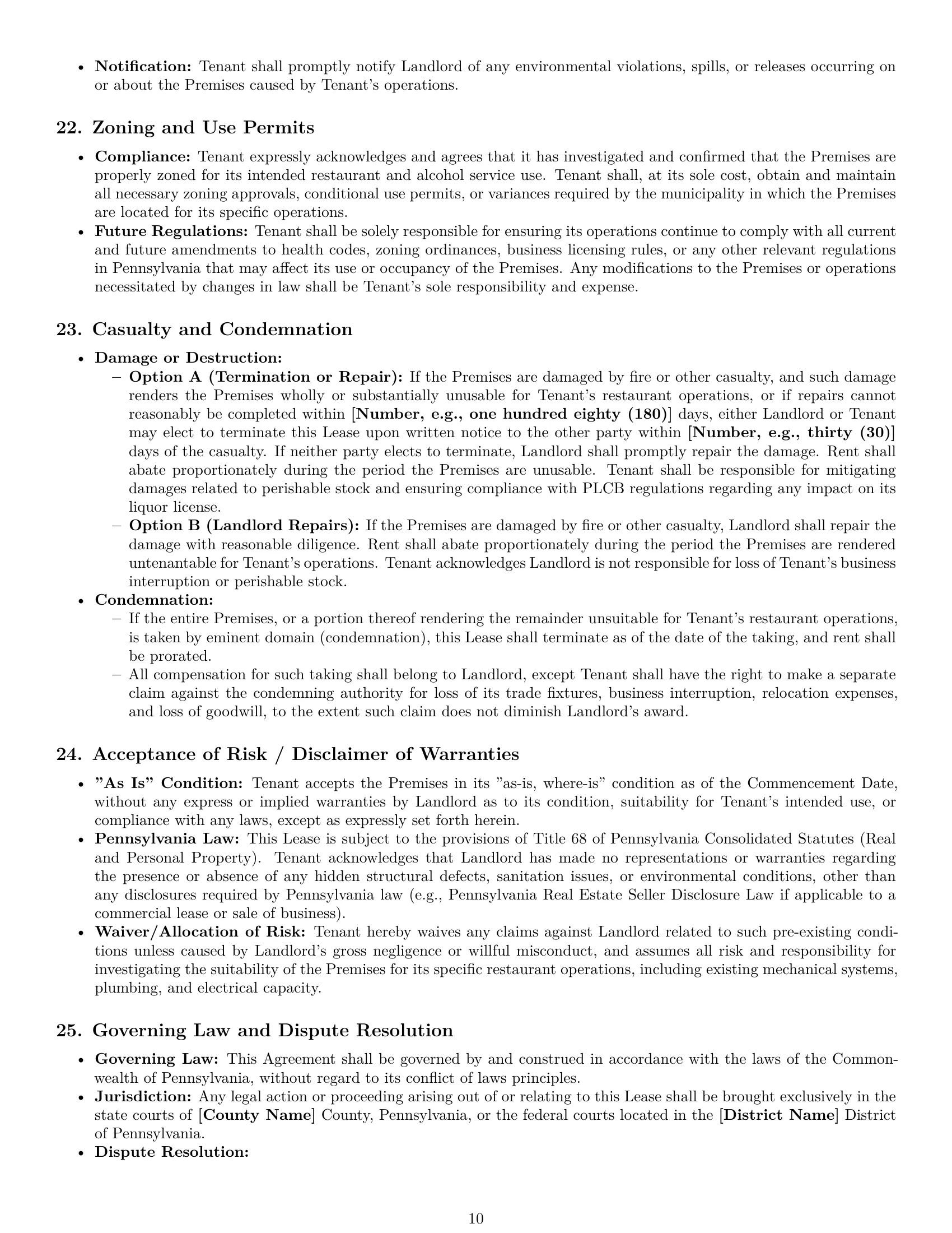 Preview page 10 of Pro Pennsylvania restaurant lease agreement template