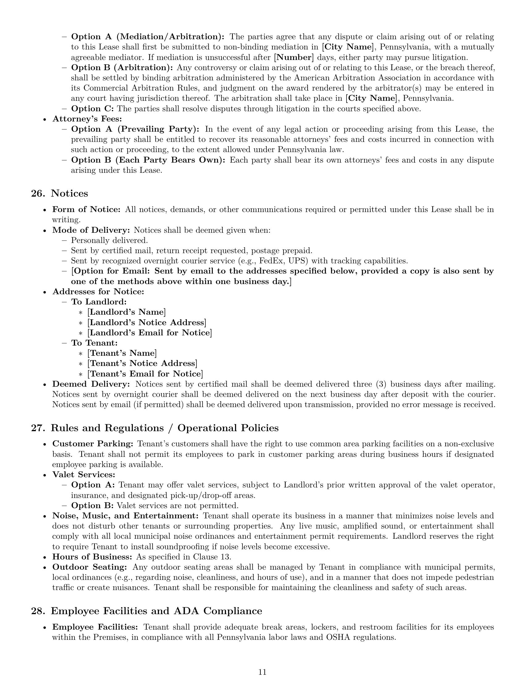 Preview page 11 of Pro Pennsylvania restaurant lease agreement template
