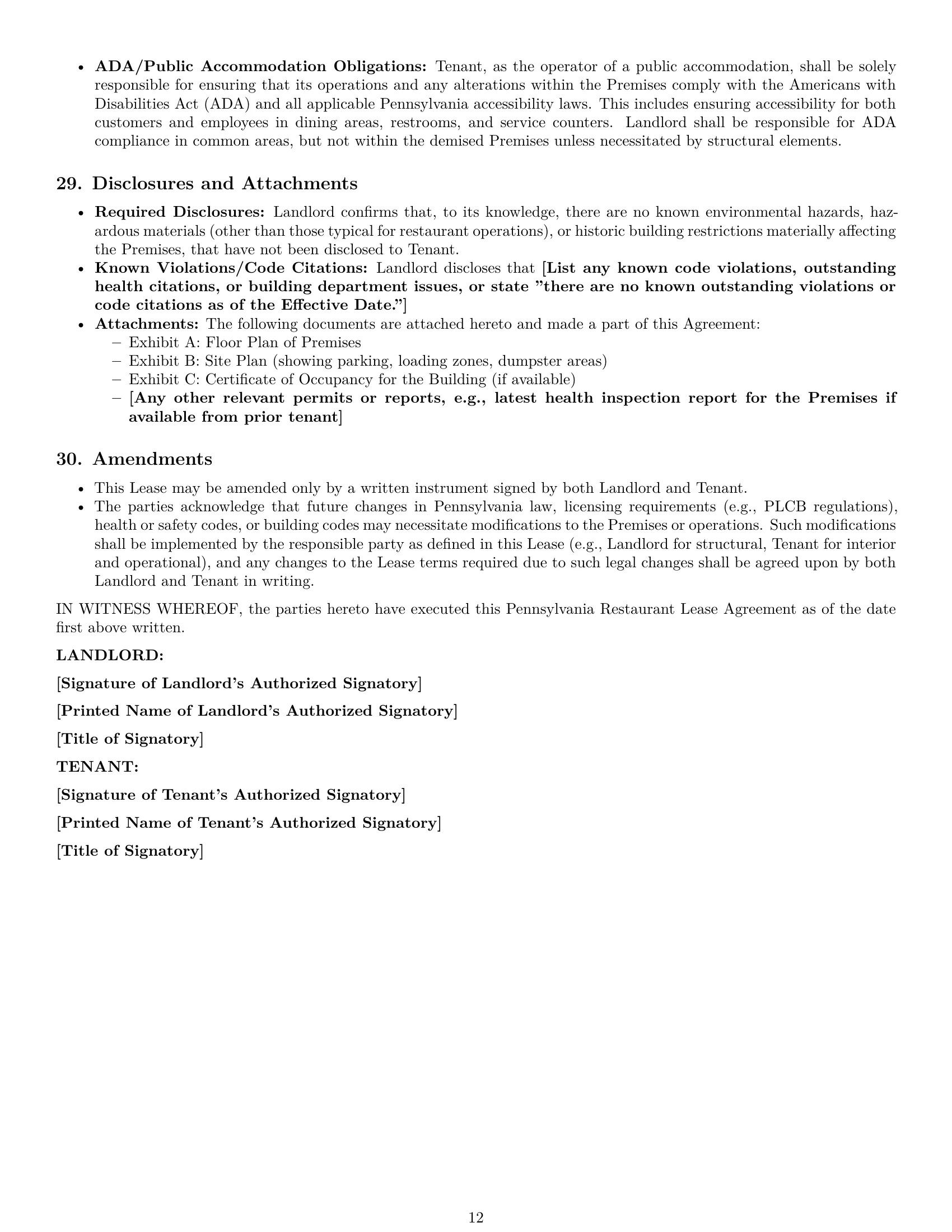 Preview page 12 of Pro Pennsylvania restaurant lease agreement template