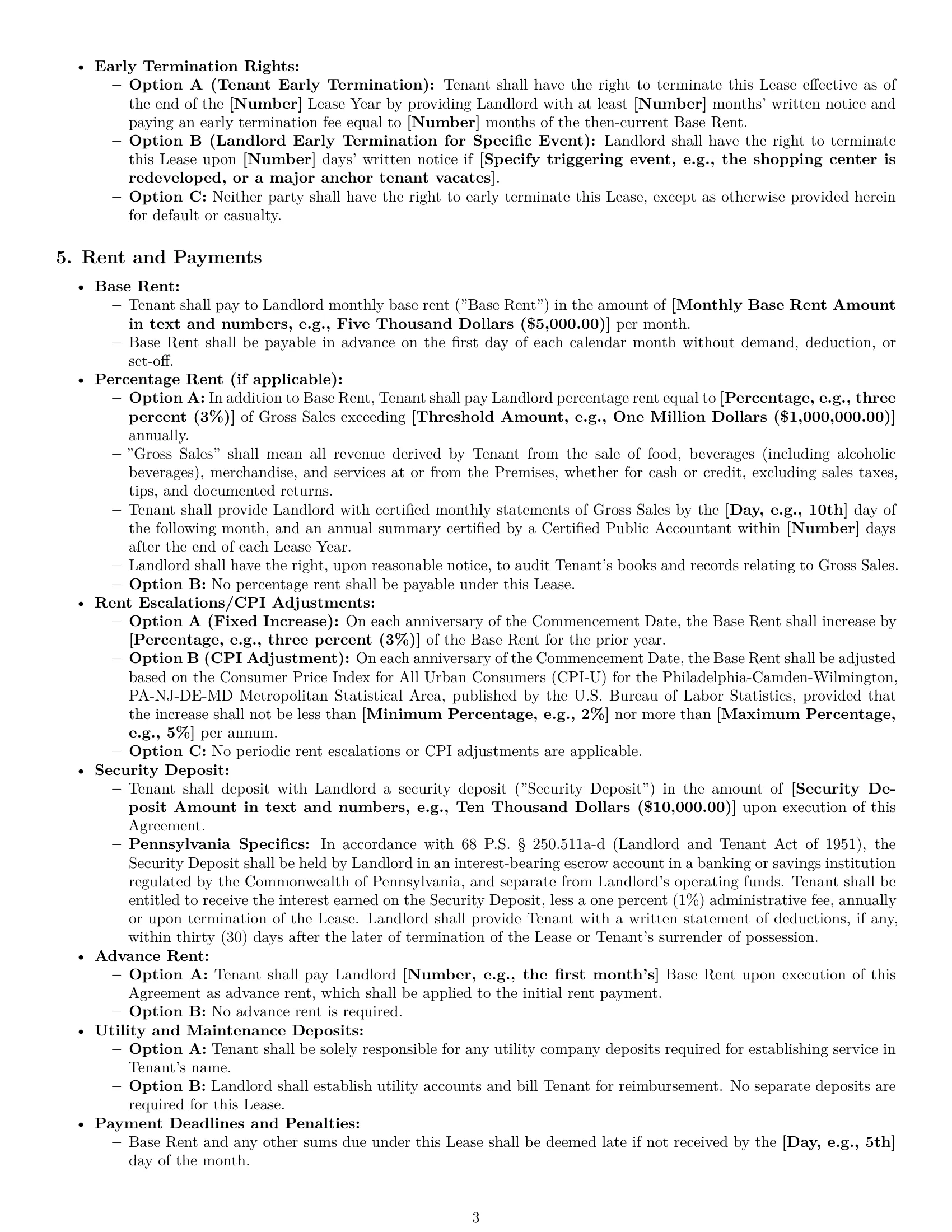 Preview page 3 of Pro Pennsylvania restaurant lease agreement template