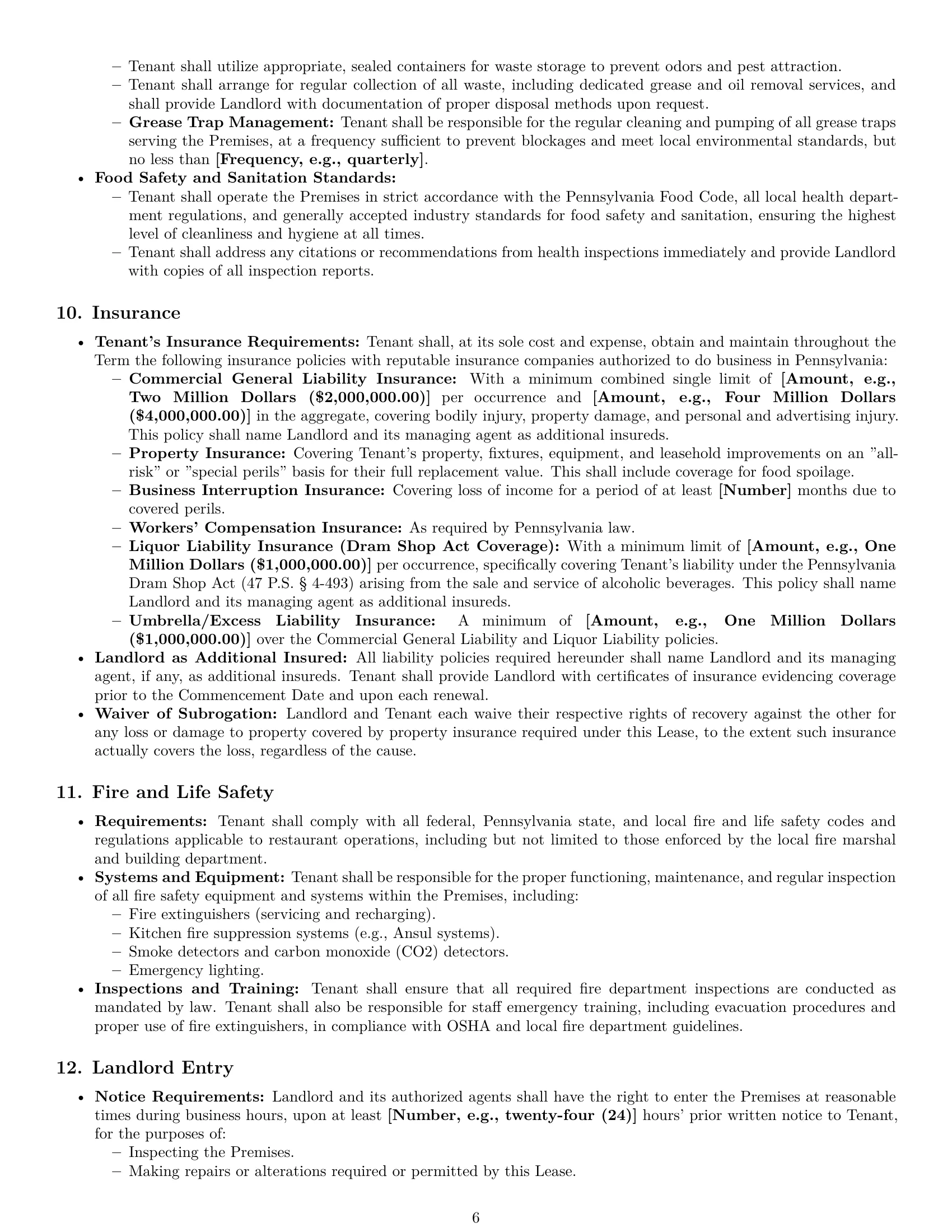 Preview page 6 of Pro Pennsylvania restaurant lease agreement template