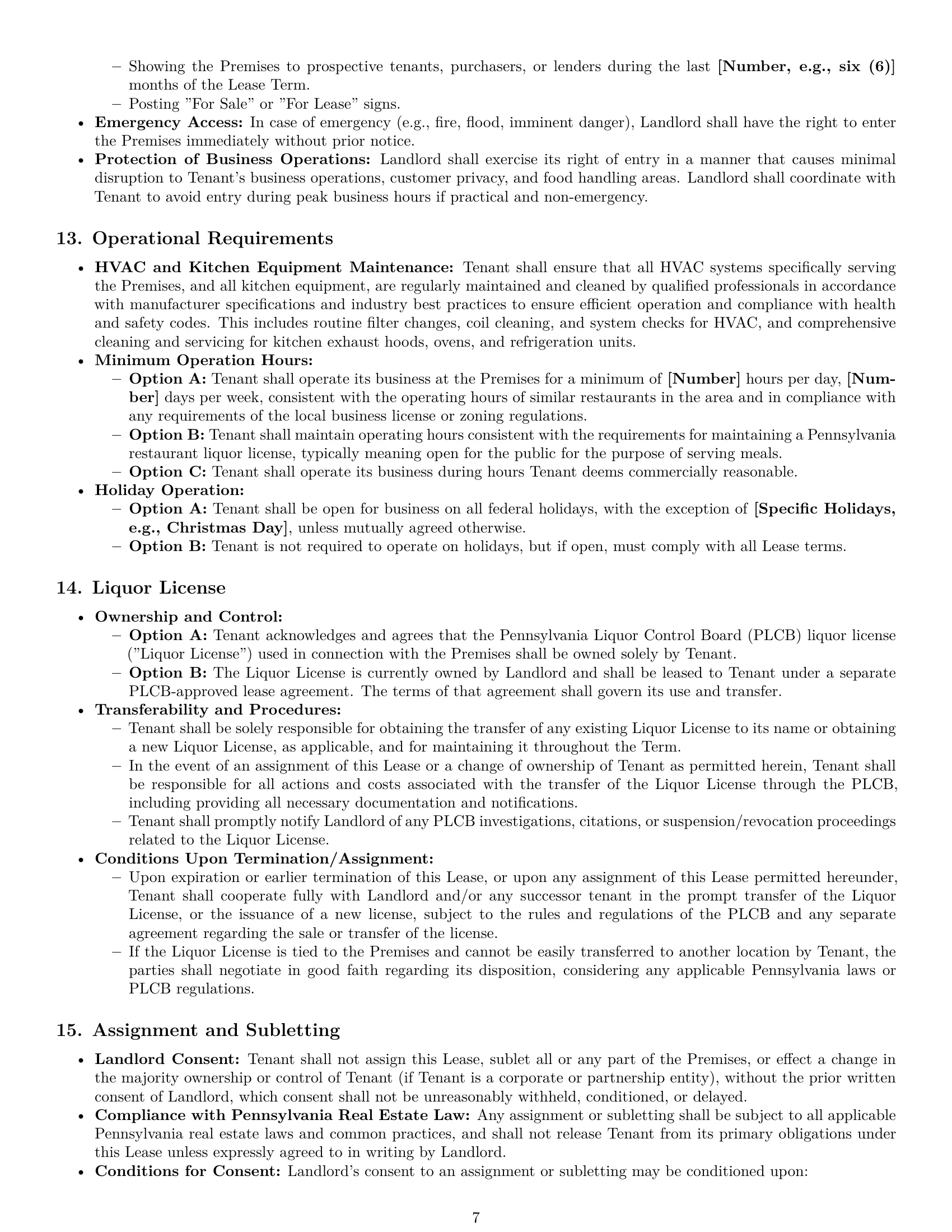 Preview page 7 of Pro Pennsylvania restaurant lease agreement template