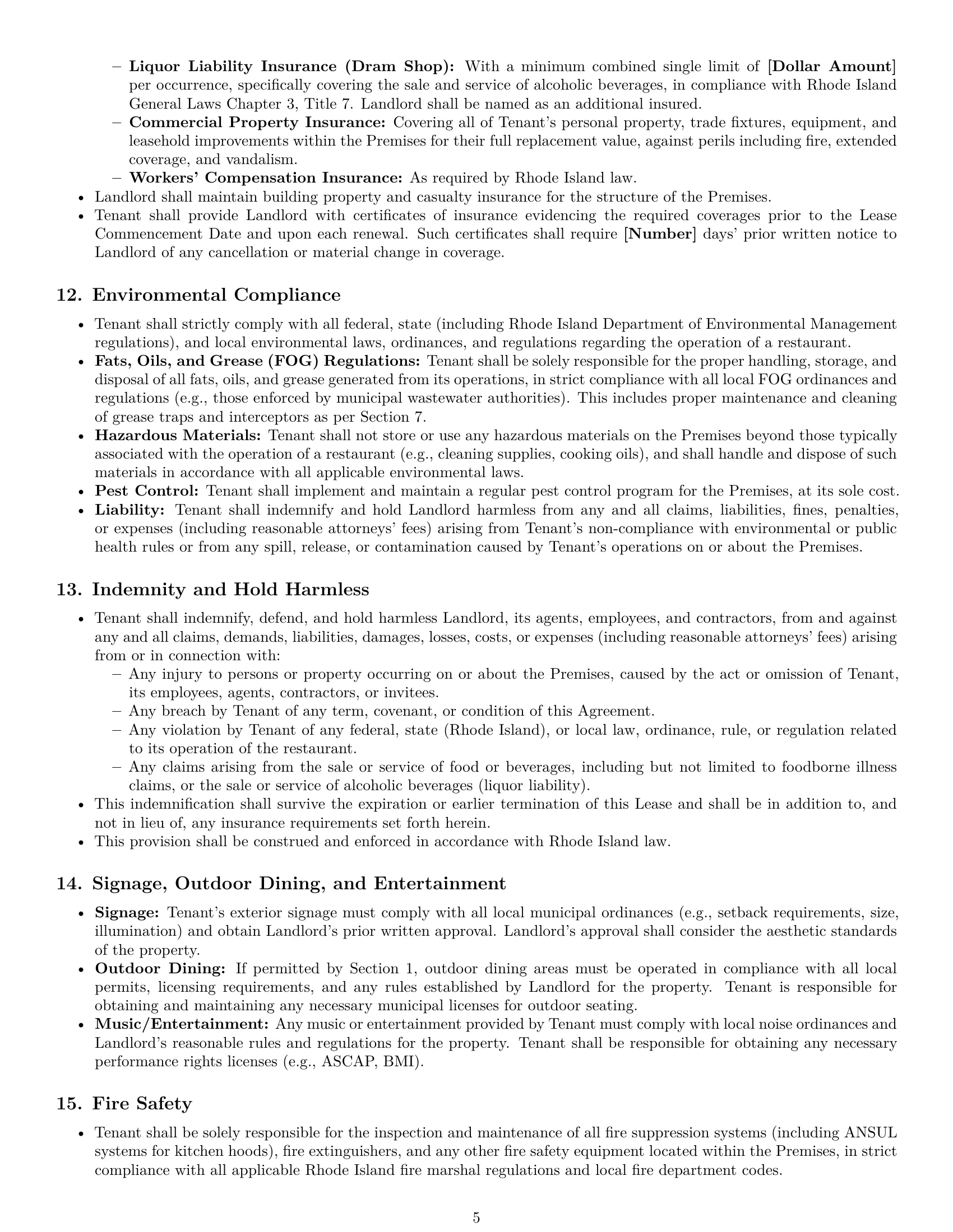 Preview page 5 of Pro Rhode Island restaurant lease agreement template