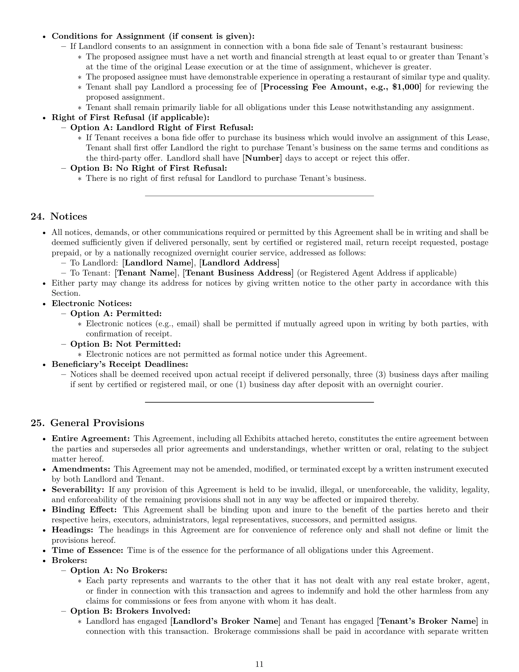 Preview page 11 of Pro Arkansas restaurant lease agreement template