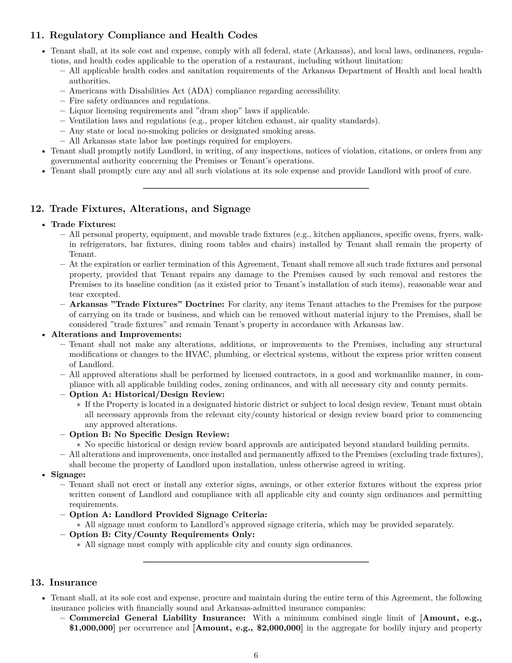 Preview page 6 of Pro Arkansas restaurant lease agreement template