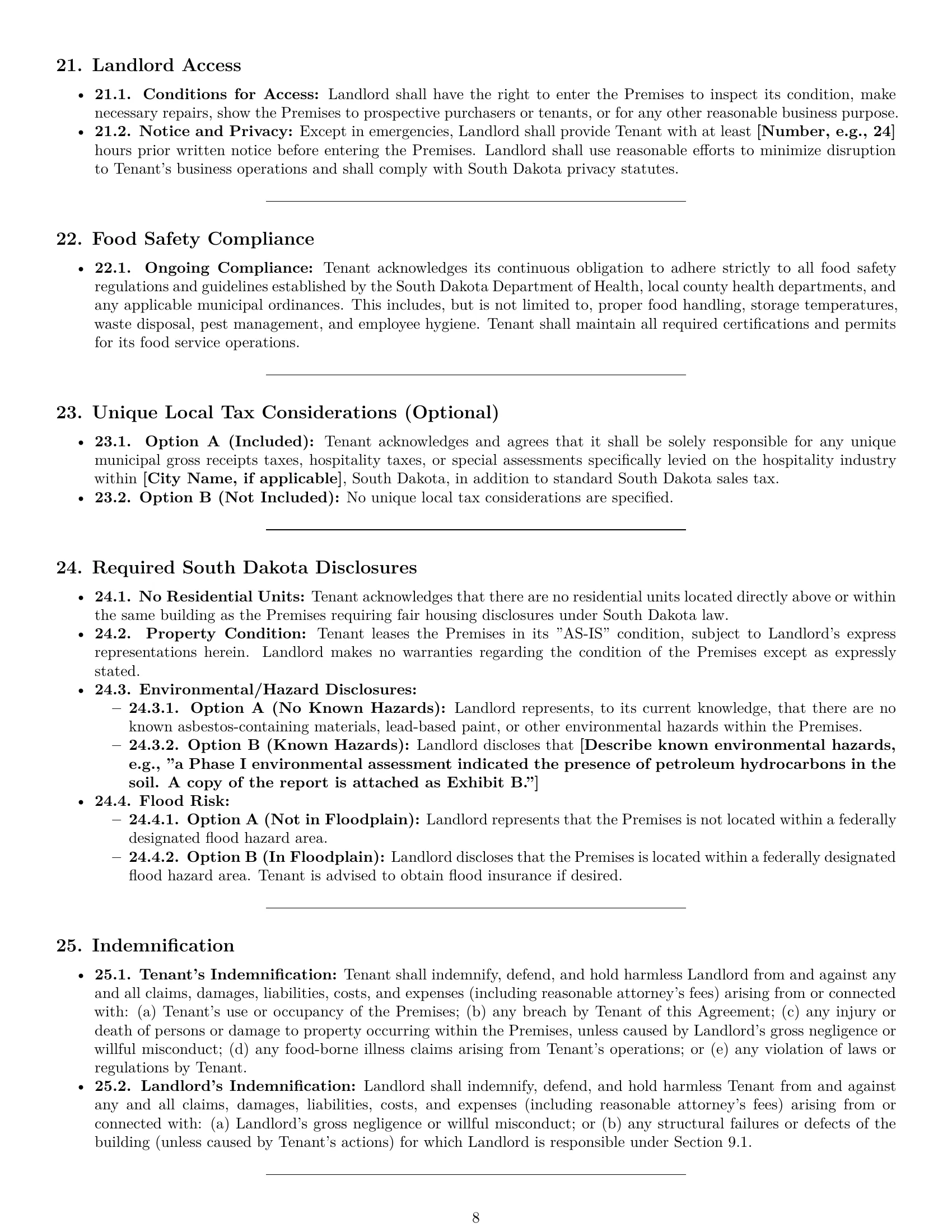 Preview page 8 of Pro South Dakota restaurant lease agreement template