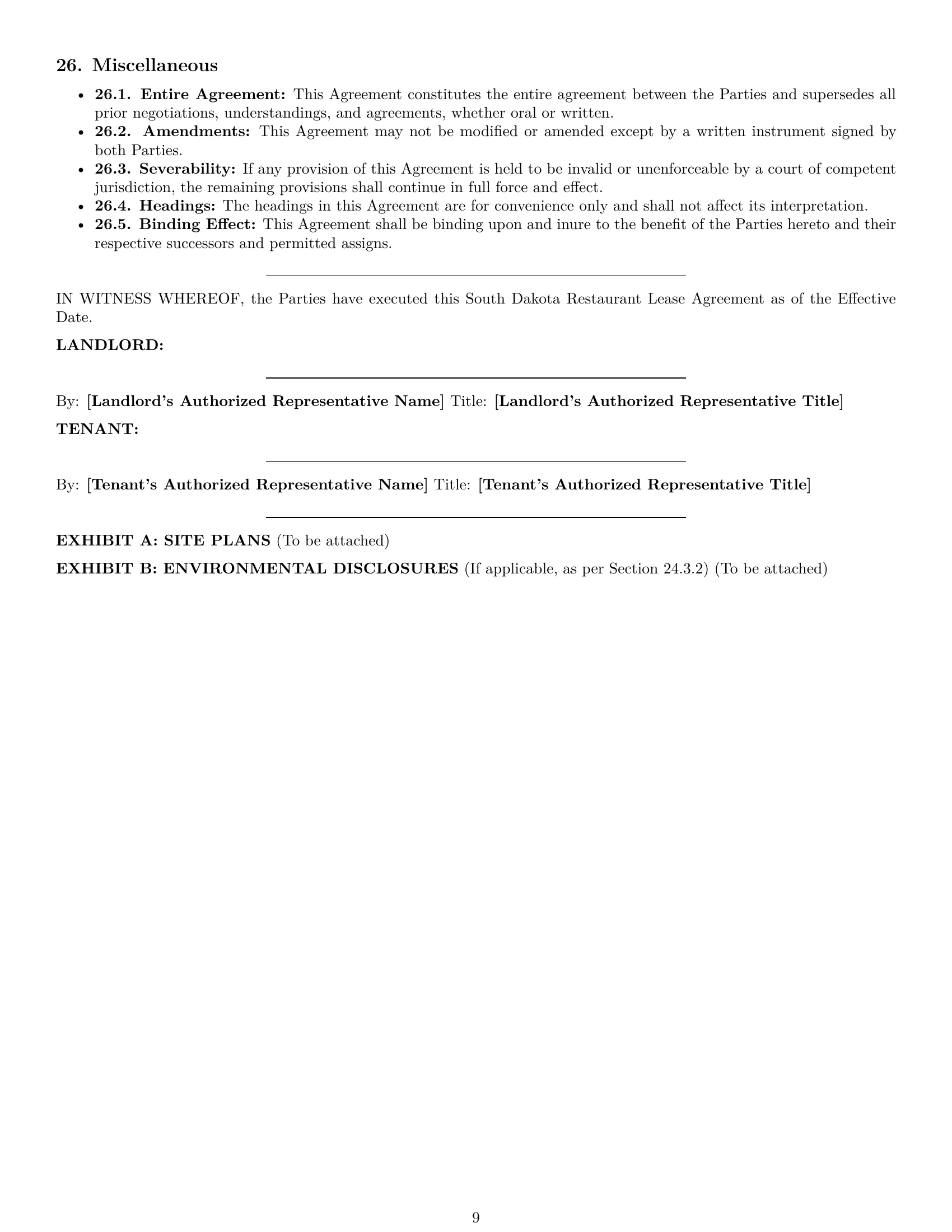 Preview page 9 of Pro South Dakota restaurant lease agreement template