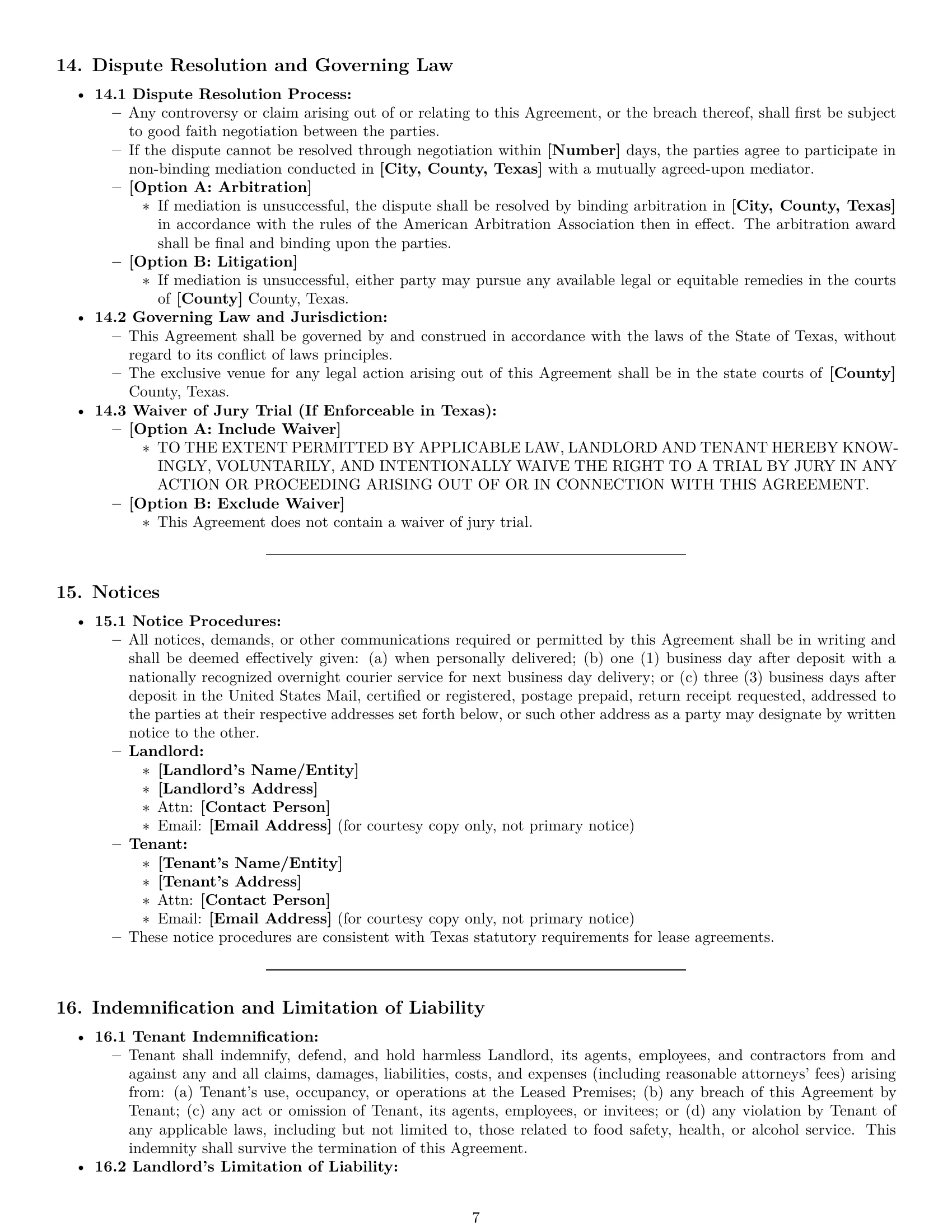 Preview page 7 of Pro Texas restaurant lease agreement template