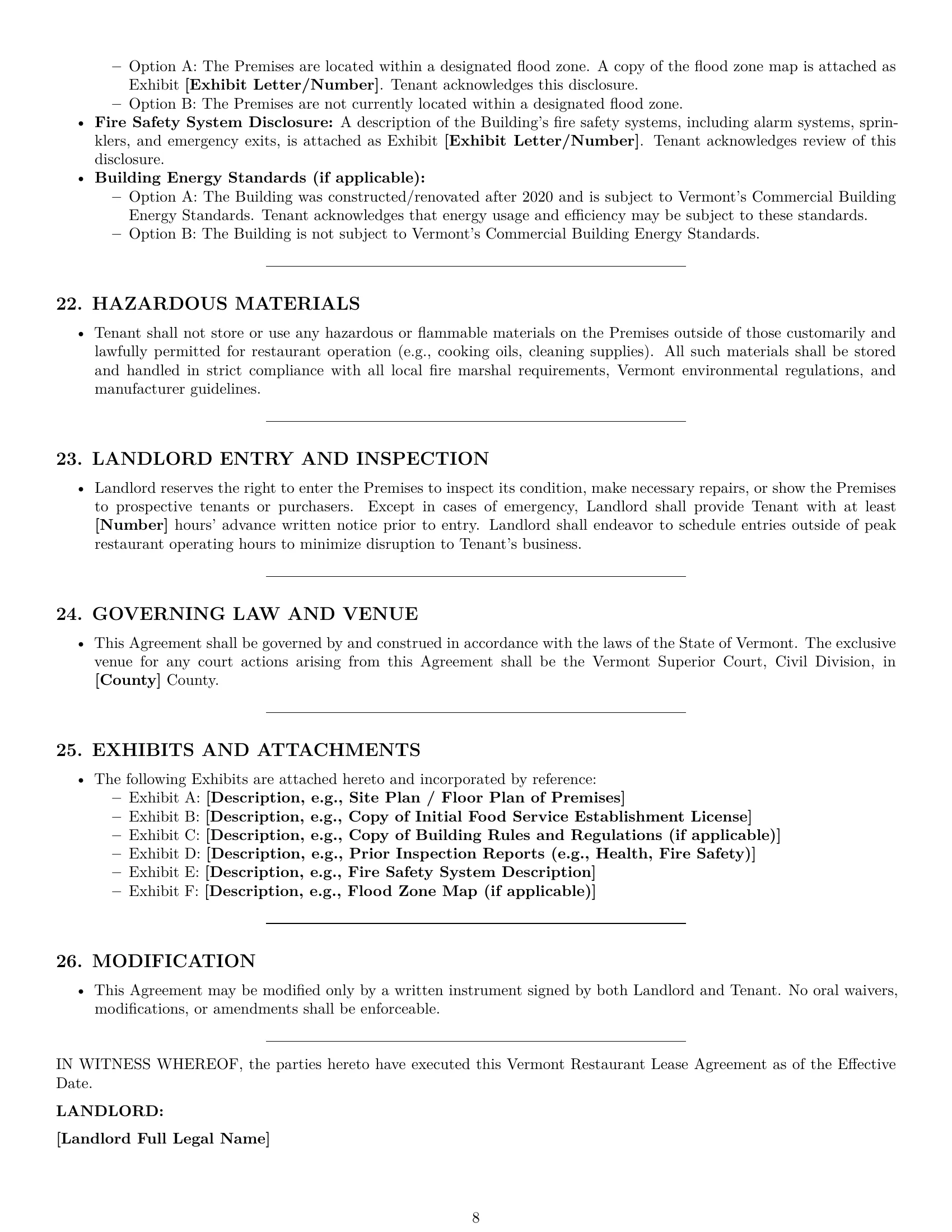 Preview page 8 of Pro Vermont restaurant lease agreement template