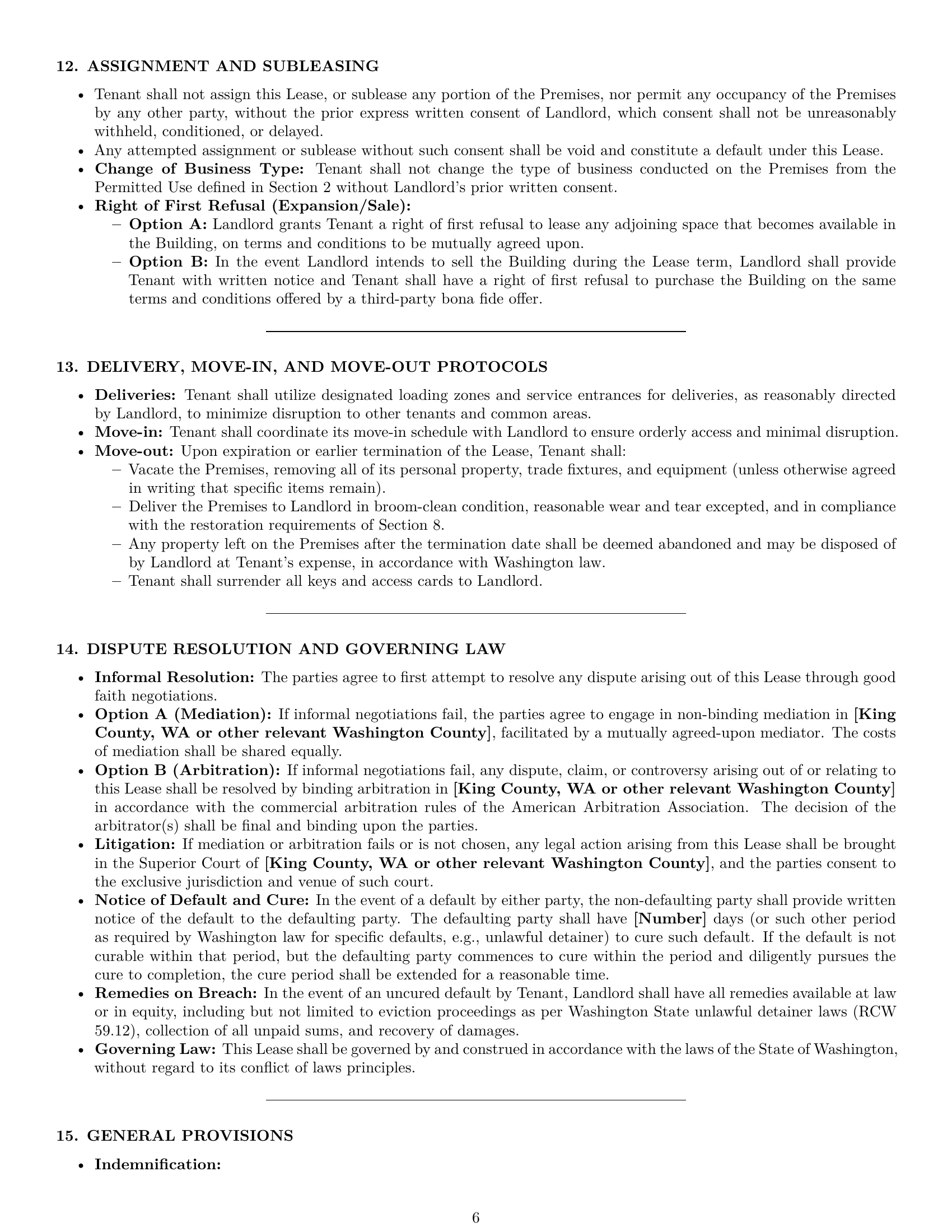 Preview page 6 of Pro Washington restaurant lease agreement template