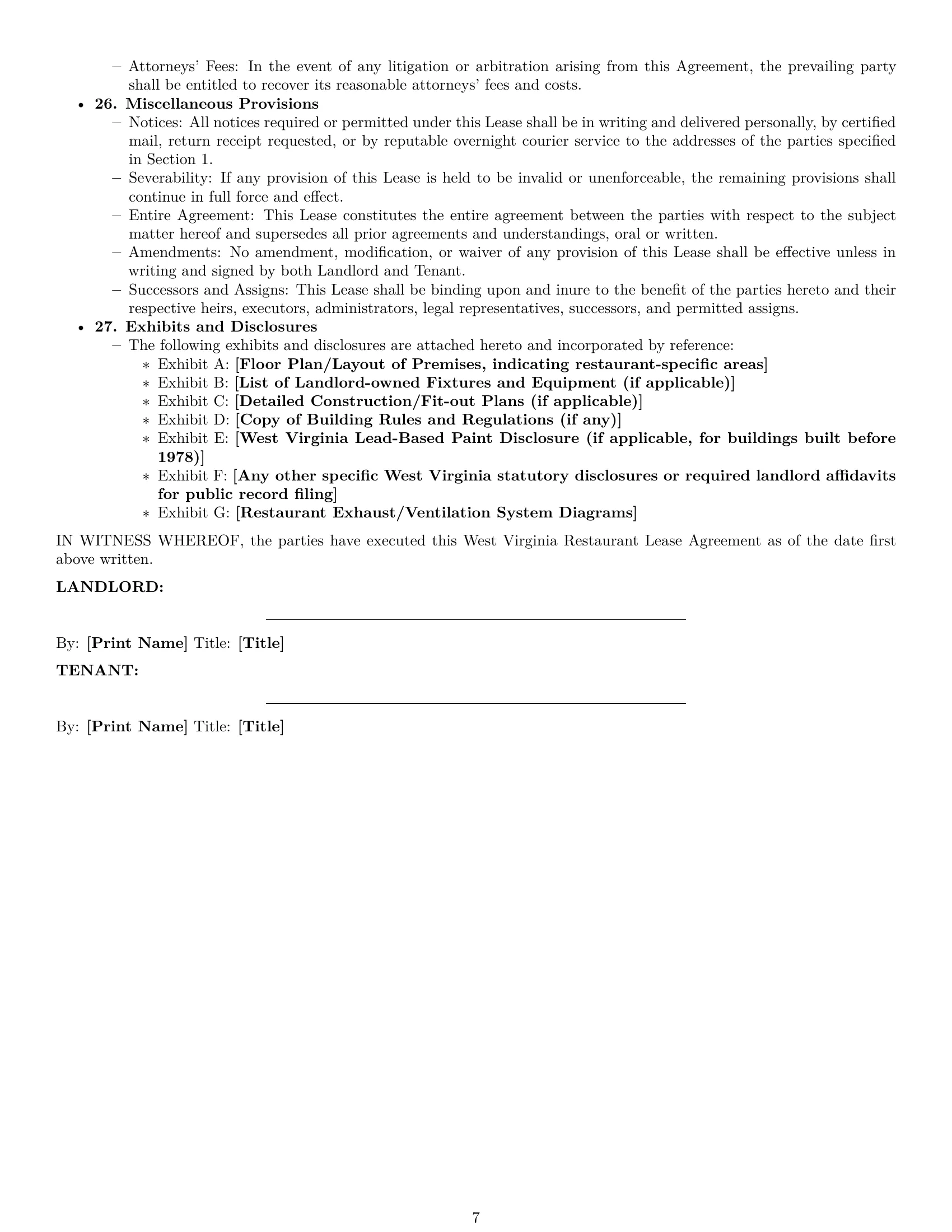 Preview page 7 of Pro West Virginia restaurant lease agreement template
