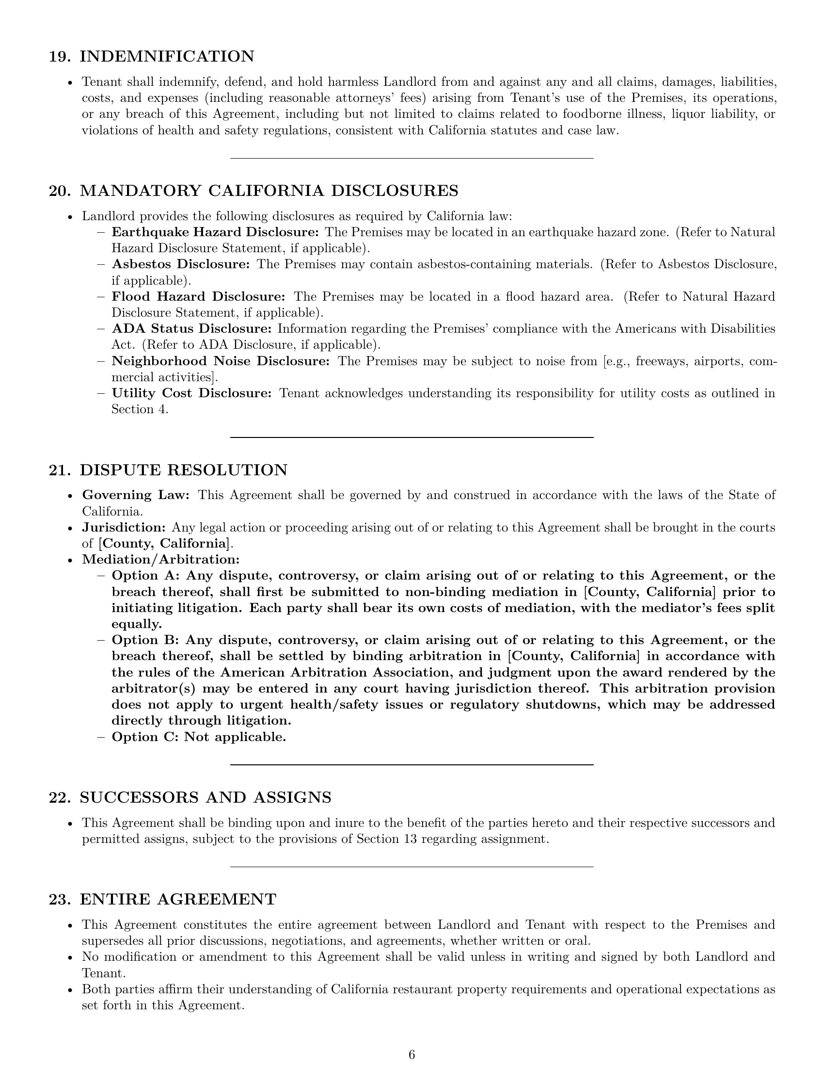 Preview page 6 of Pro California restaurant lease agreement template