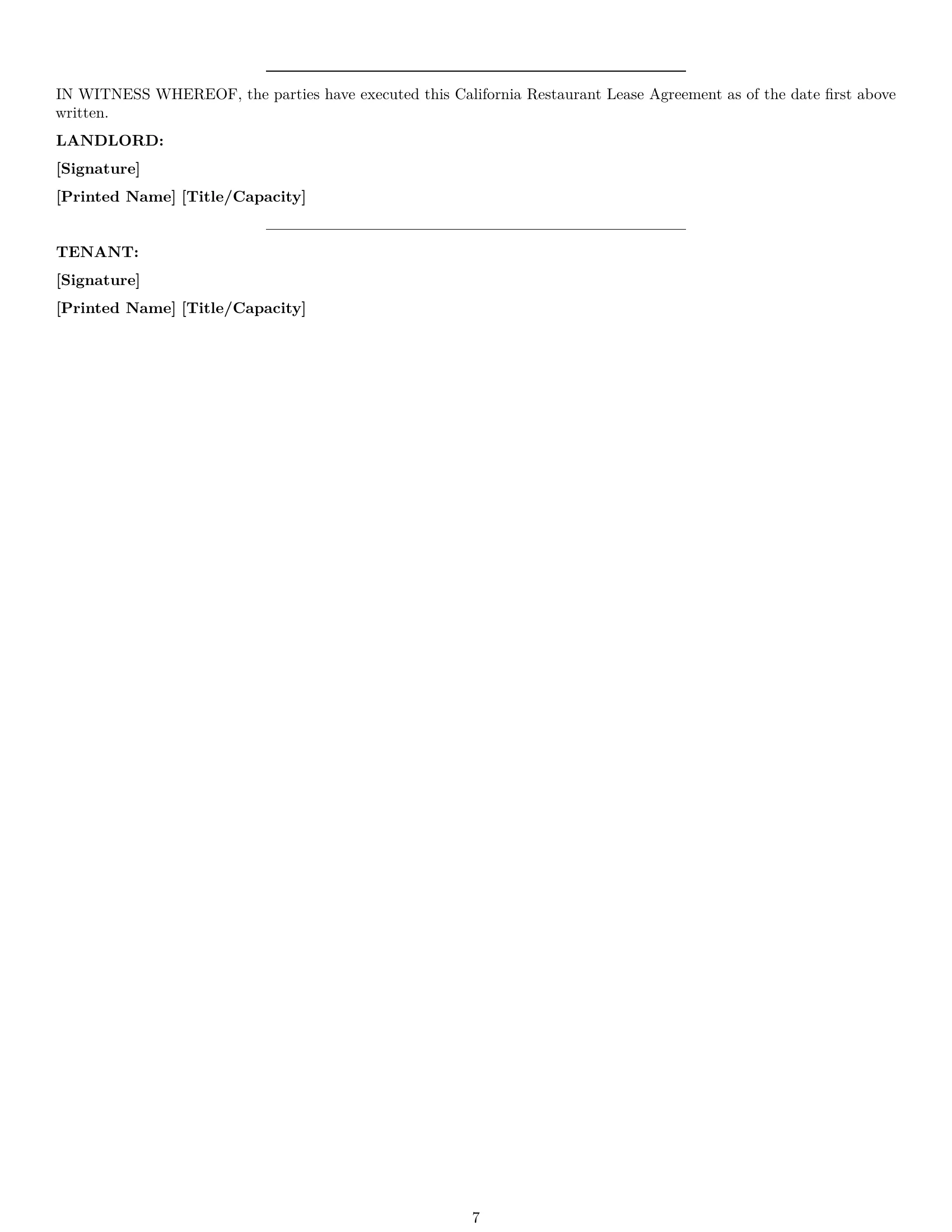 Preview page 7 of Pro California restaurant lease agreement template