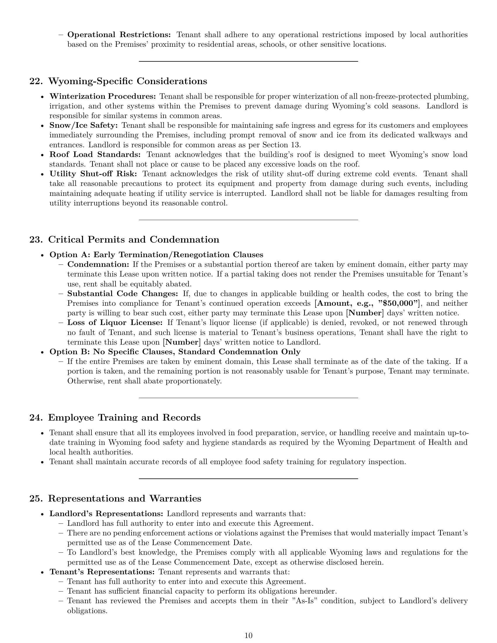 Preview page 10 of Pro Wyoming restaurant lease agreement template