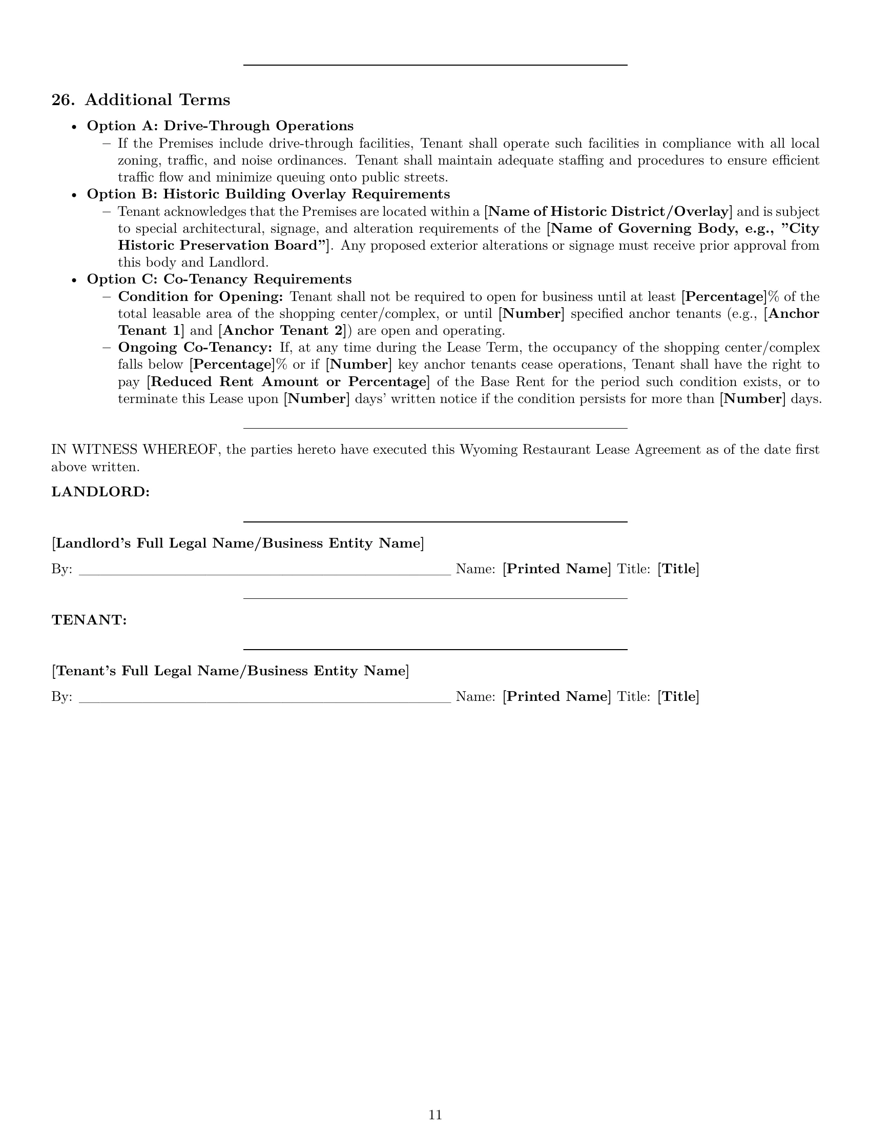 Preview page 11 of Pro Wyoming restaurant lease agreement template