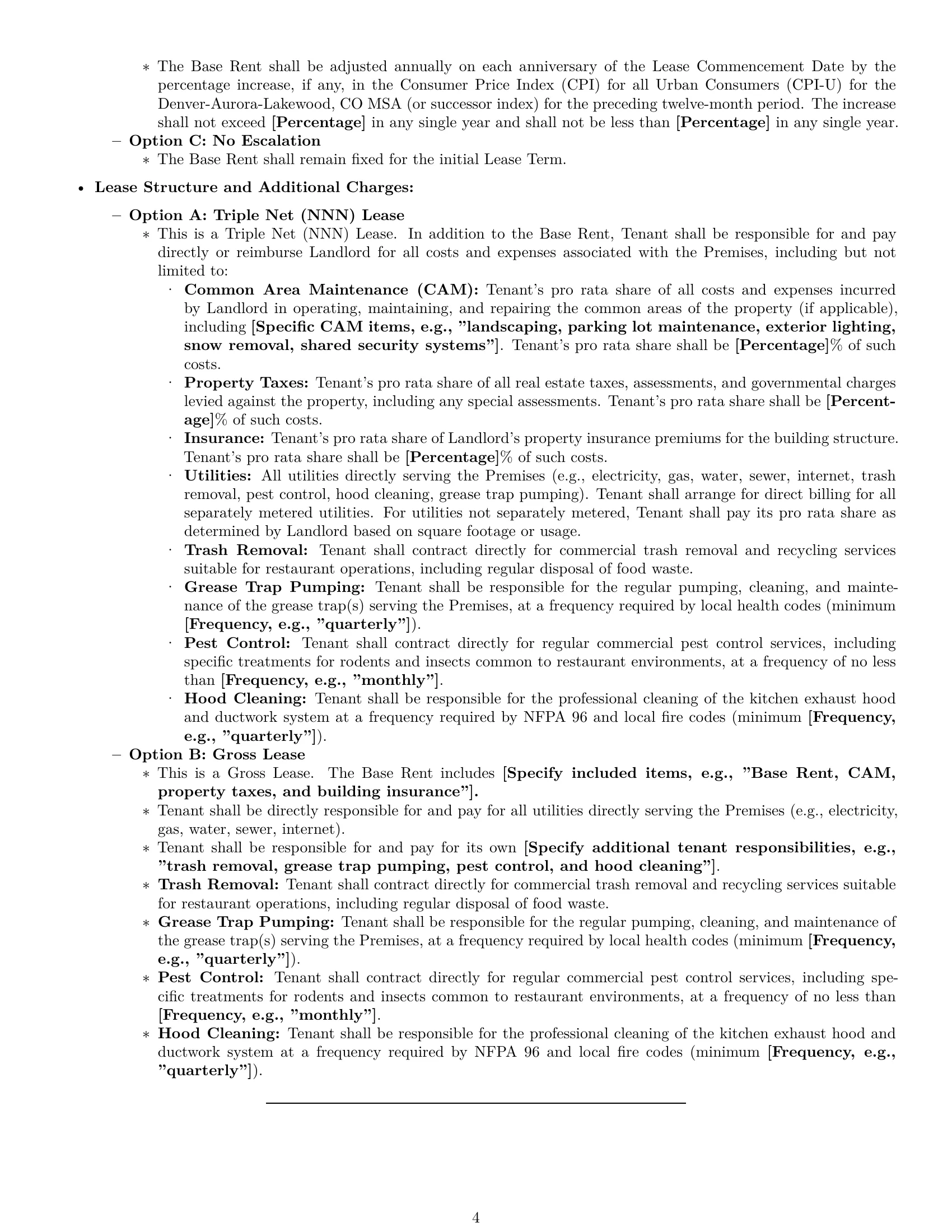 Preview page 4 of Pro Wyoming restaurant lease agreement template
