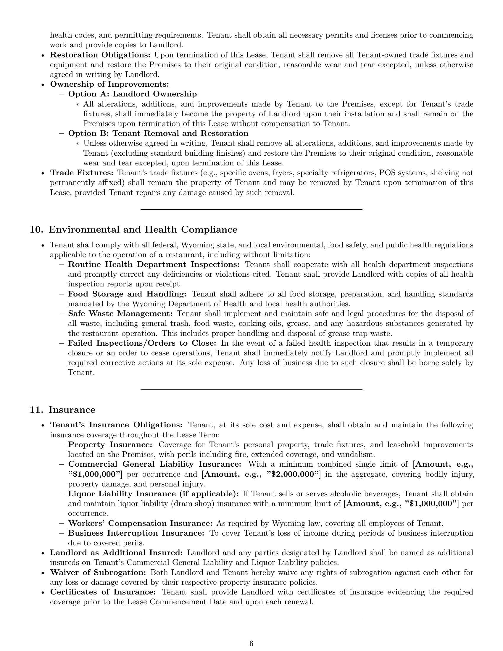 Preview page 6 of Pro Wyoming restaurant lease agreement template