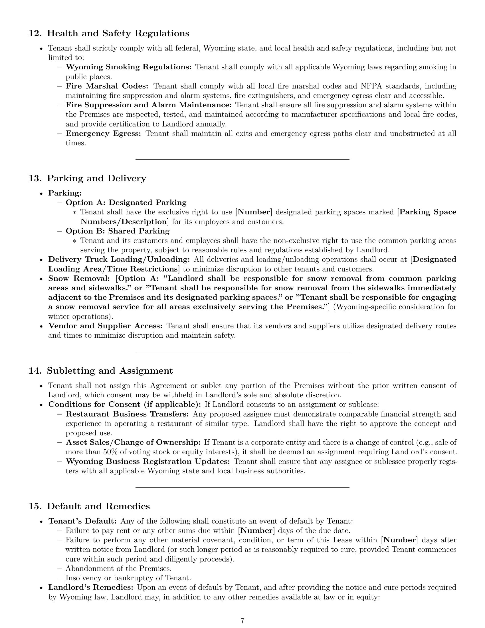 Preview page 7 of Pro Wyoming restaurant lease agreement template