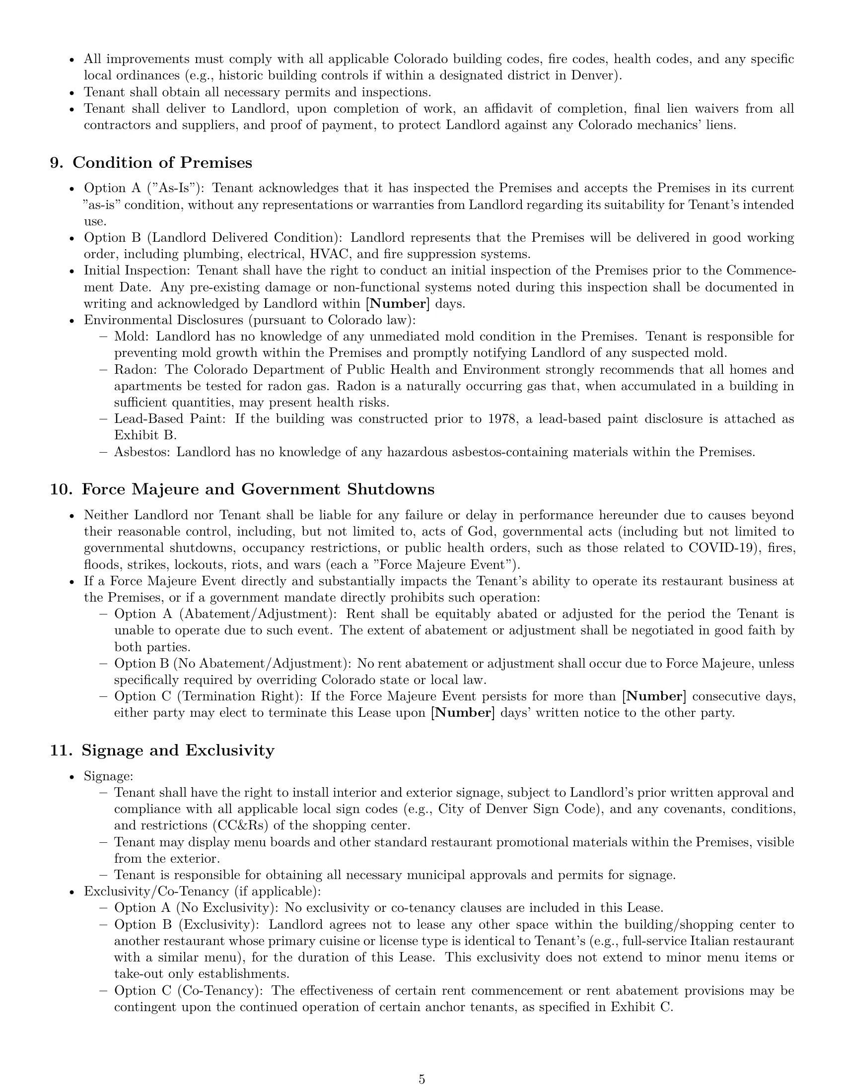 Preview page 5 of Pro Colorado restaurant lease agreement template
