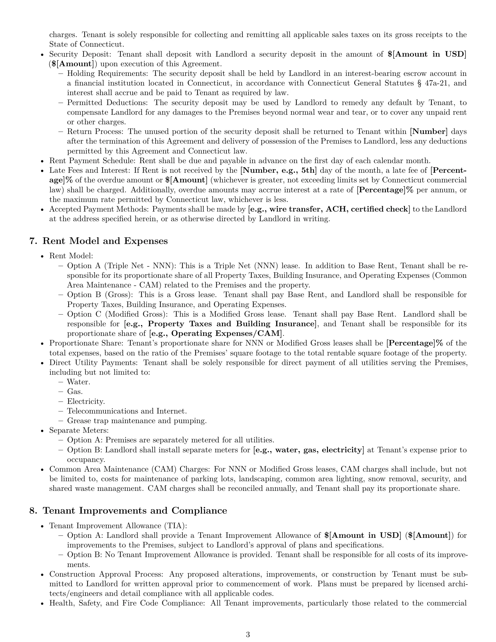 Preview page 3 of Pro Connecticut restaurant lease agreement template