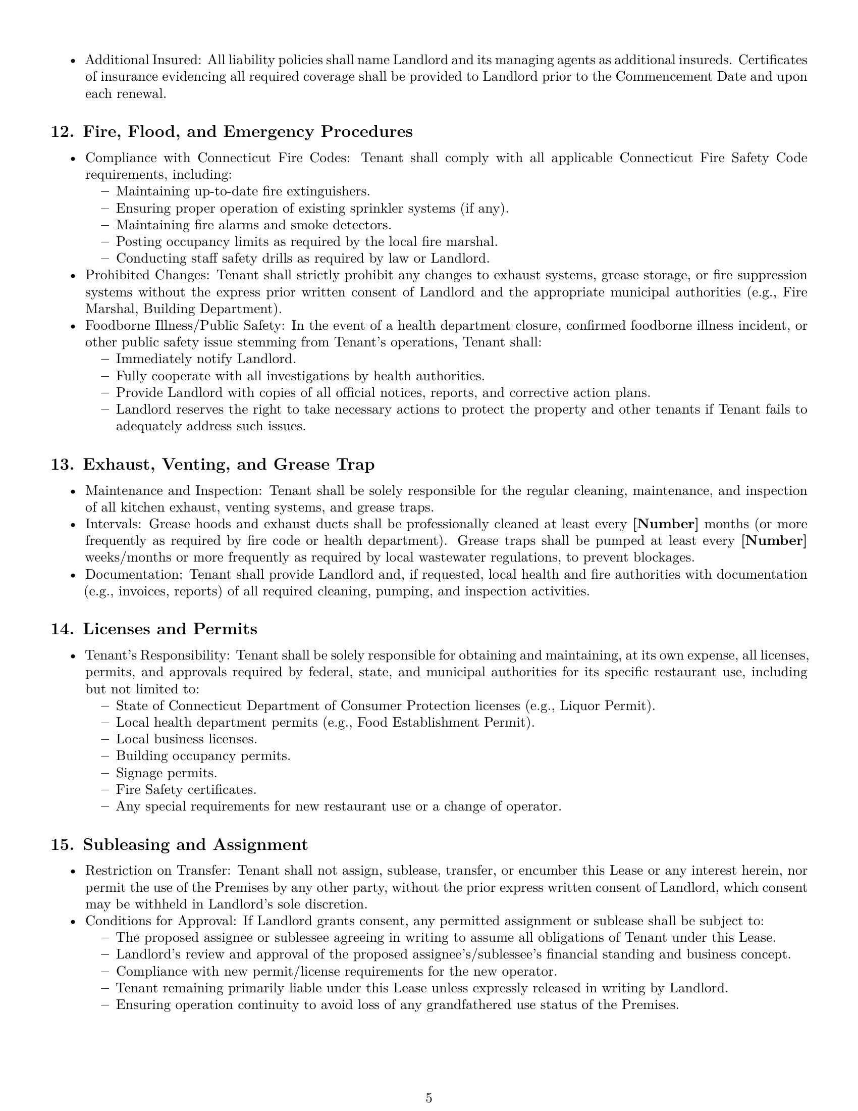 Preview page 5 of Pro Connecticut restaurant lease agreement template