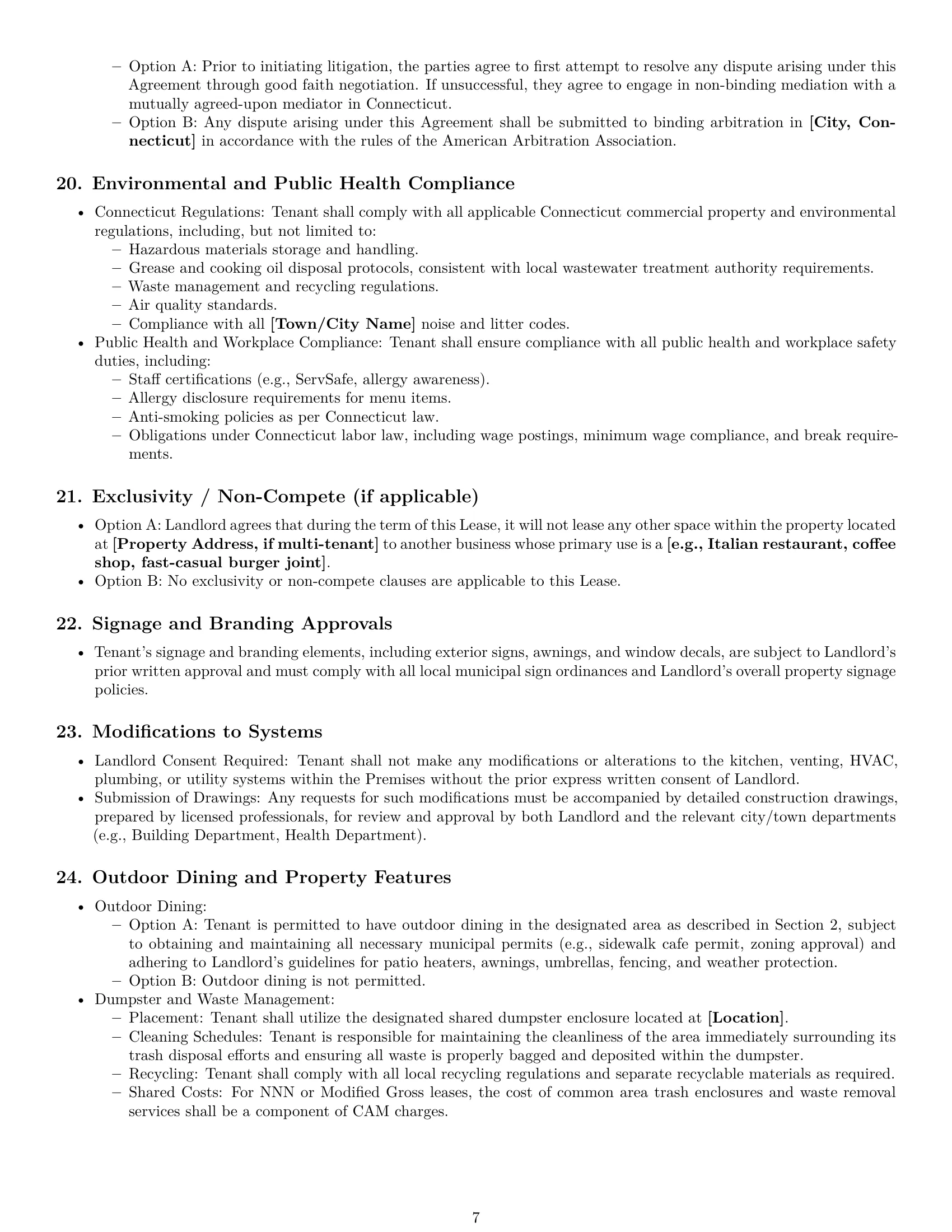 Preview page 7 of Pro Connecticut restaurant lease agreement template