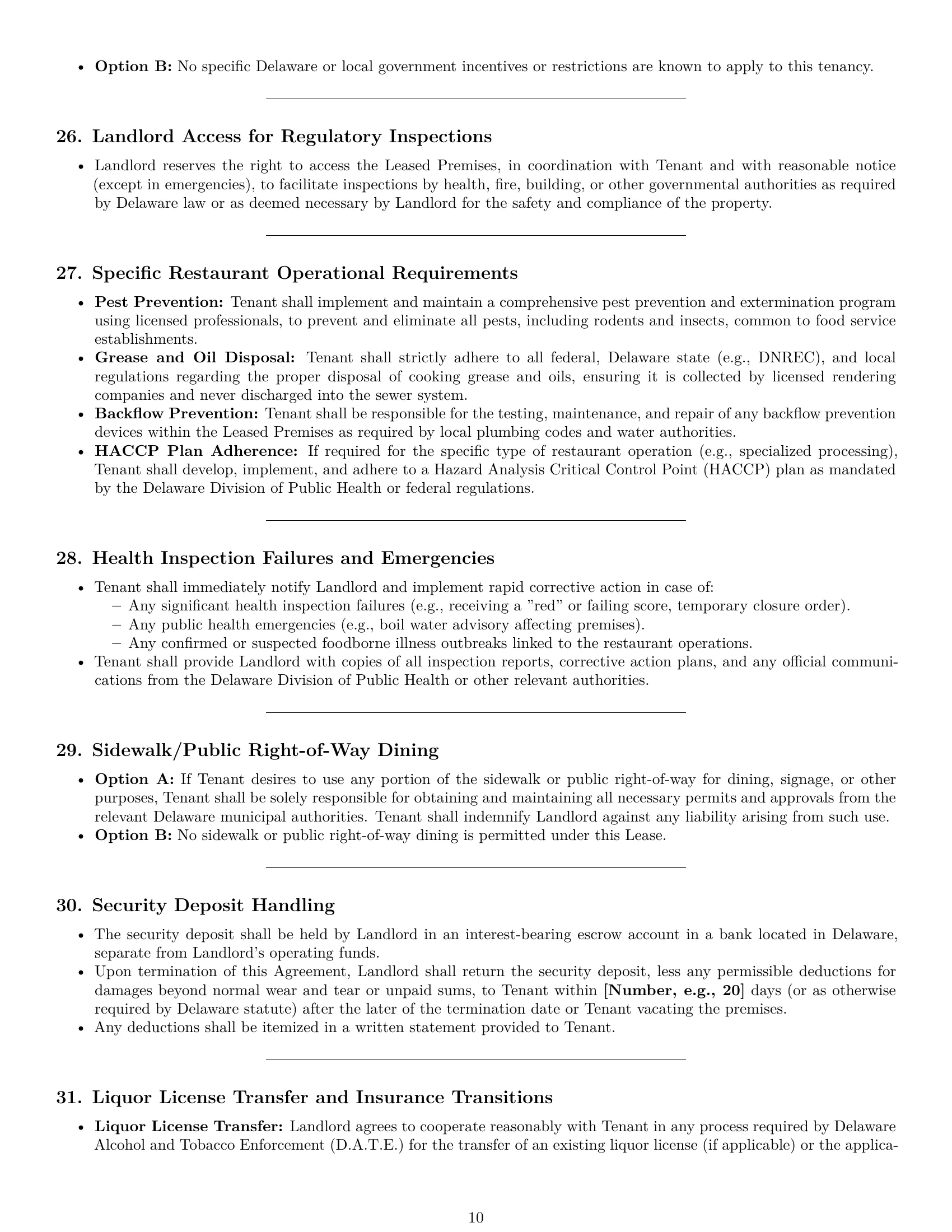 Preview page 10 of Pro Delaware restaurant lease agreement template