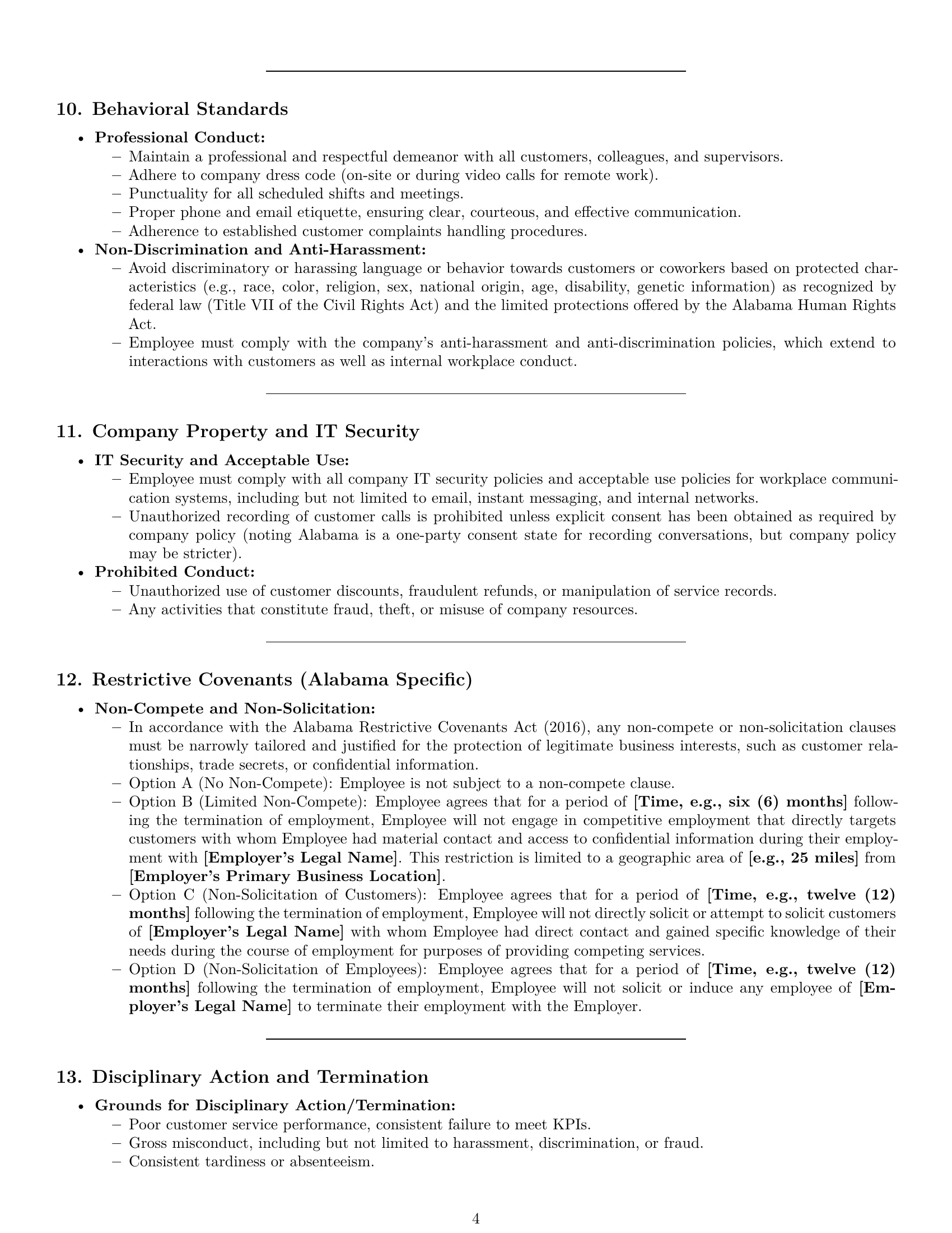 Preview page 4 of Pro Alabama customer service representative employment contract template