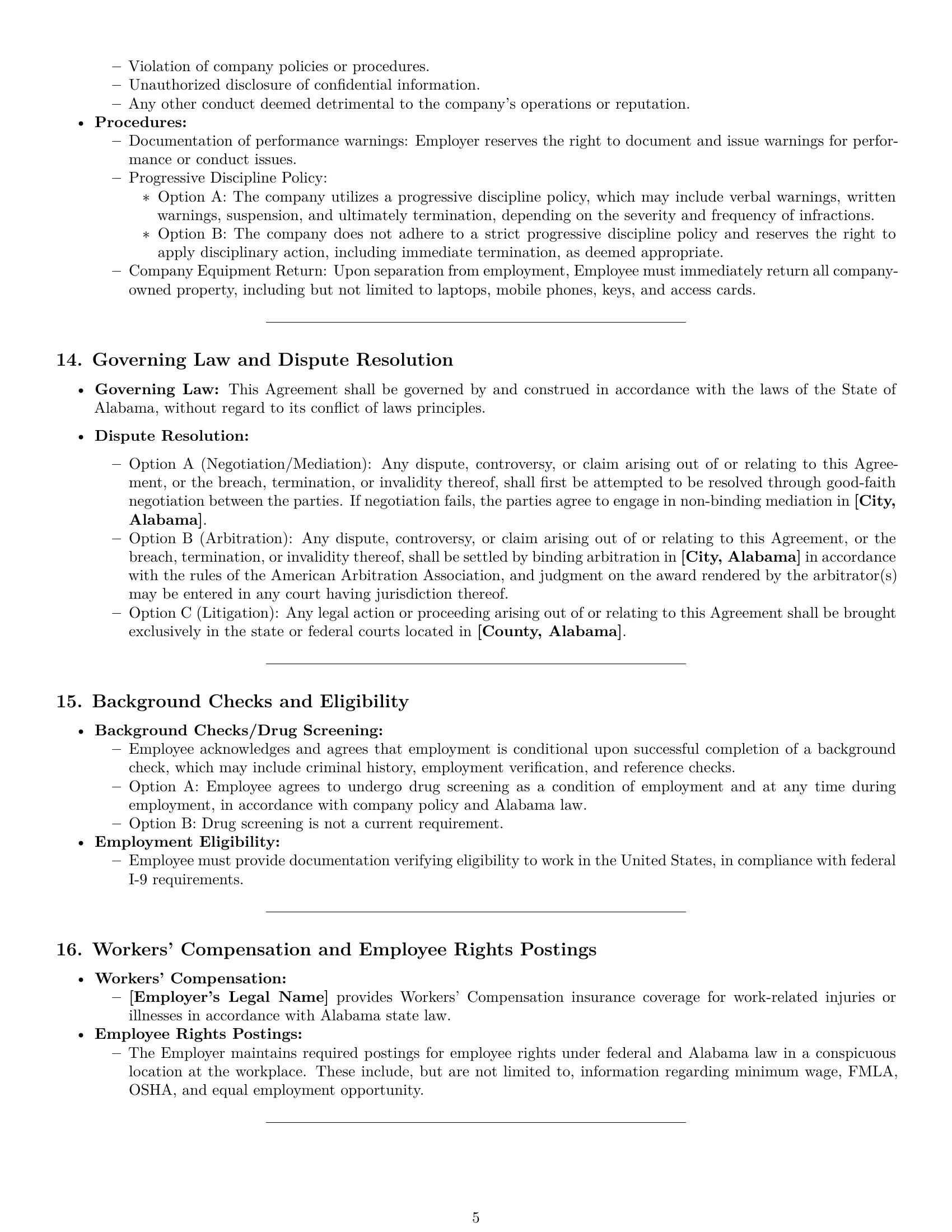 Preview page 5 of Pro Alabama customer service representative employment contract template