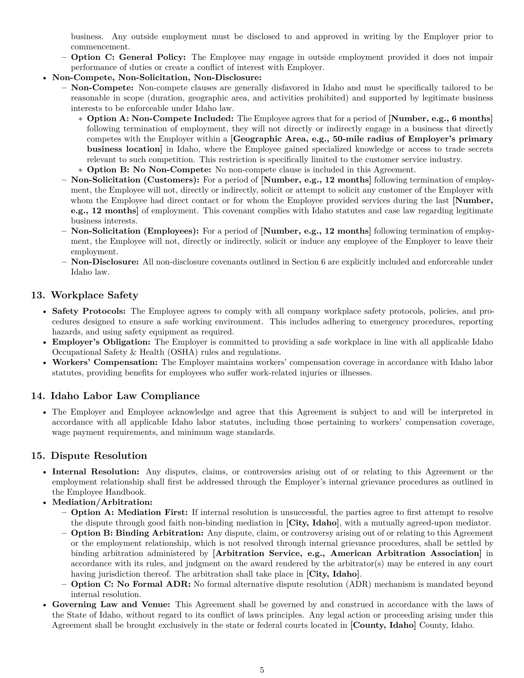 Preview page 5 of Pro Idaho customer service representative employment contract template