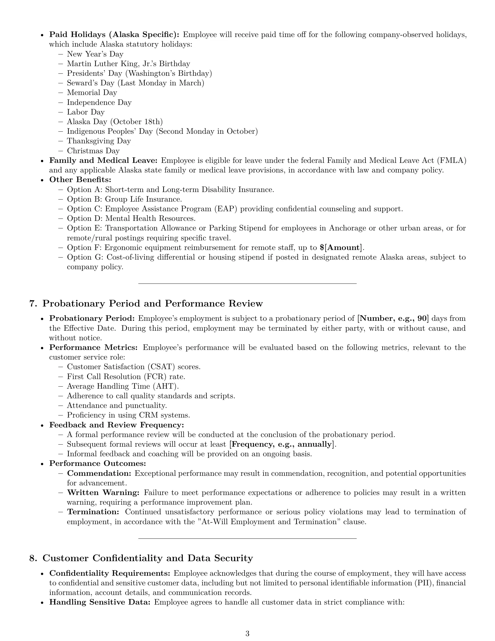 Preview page 3 of Pro Alaska customer service representative employment contract template