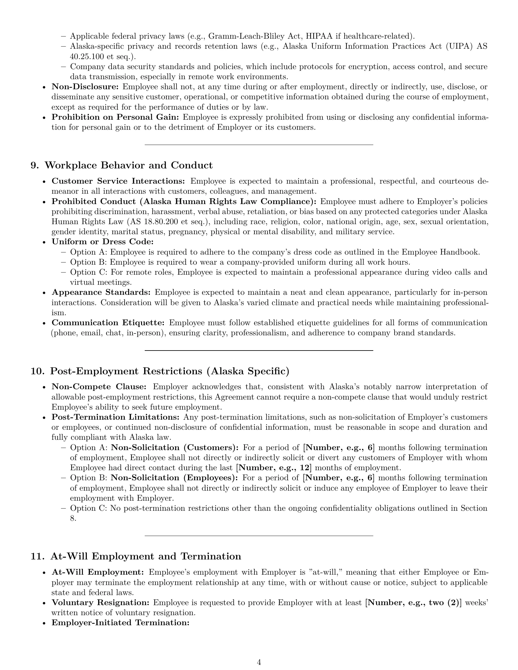 Preview page 4 of Pro Alaska customer service representative employment contract template