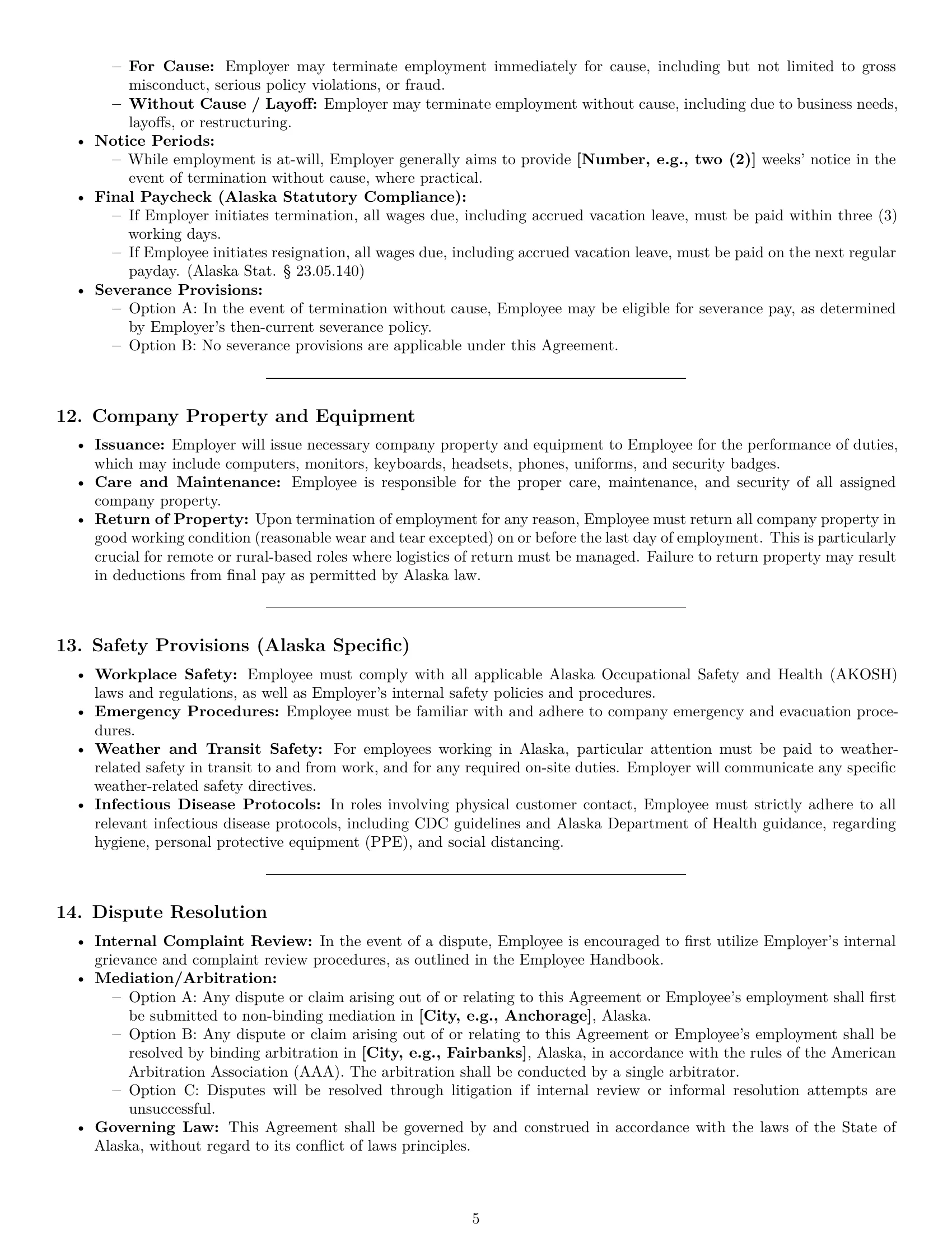 Preview page 5 of Pro Alaska customer service representative employment contract template