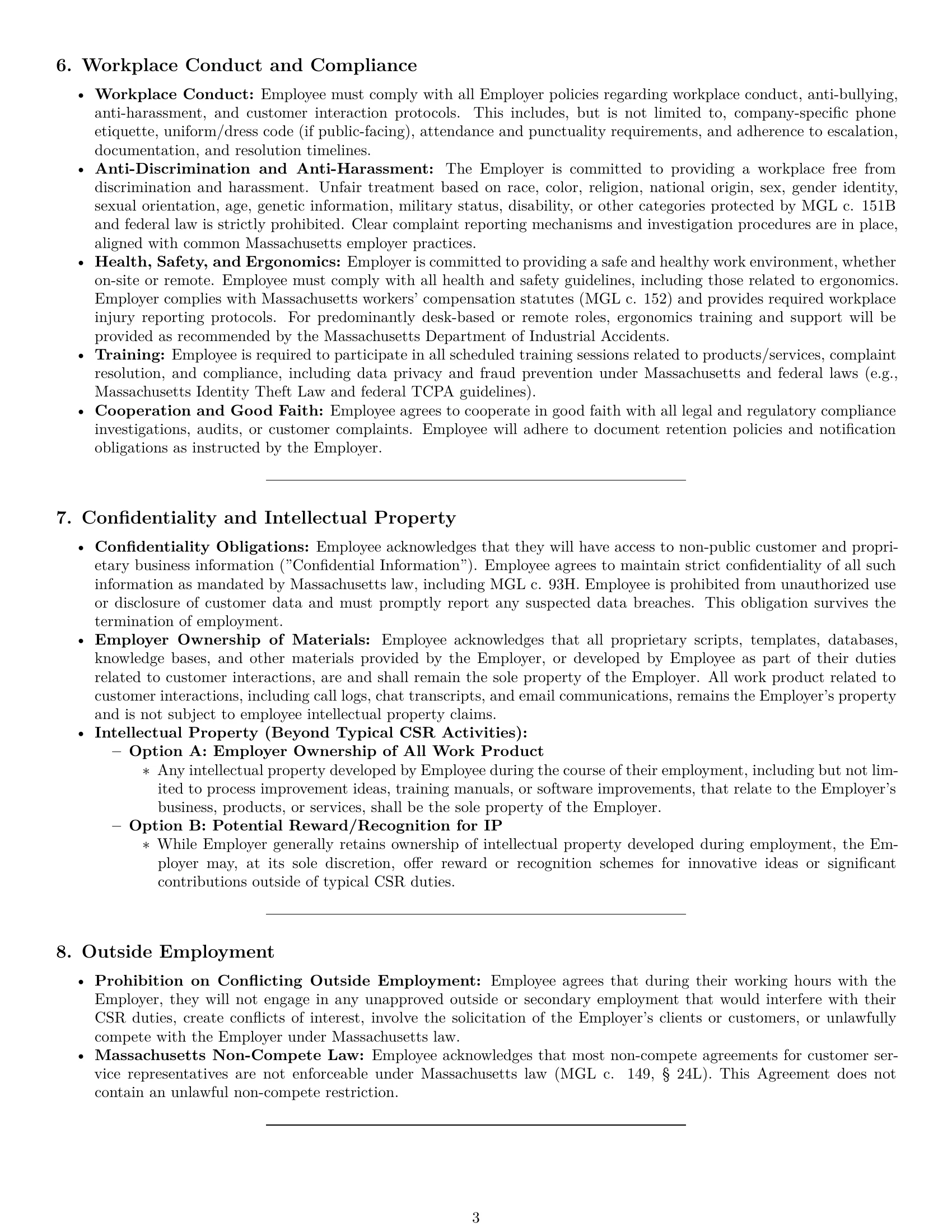 Preview page 3 of Pro Massachusetts customer service representative employment contract template
