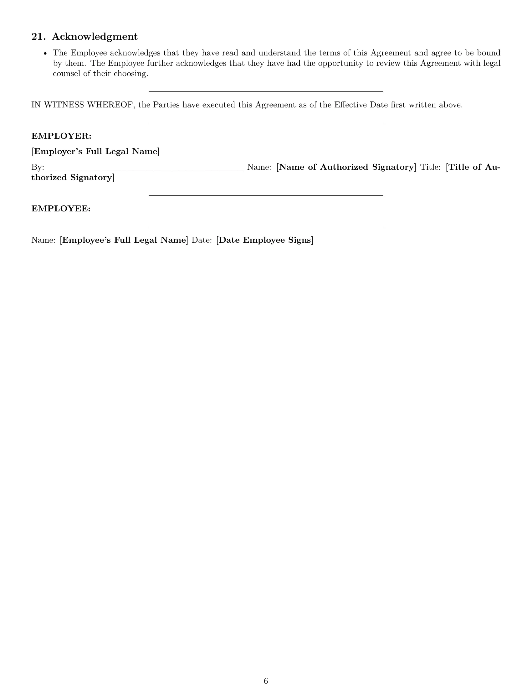 Preview page 6 of Pro Michigan customer service representative employment contract template