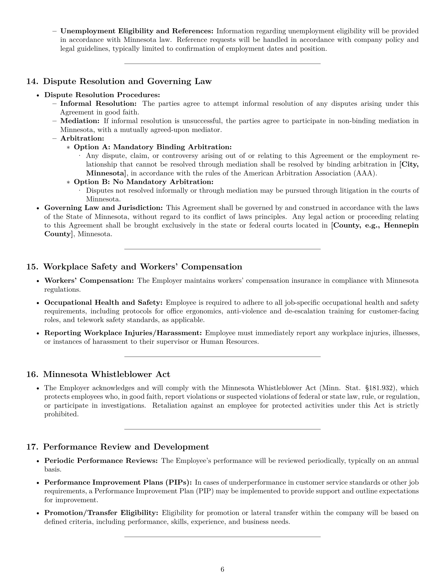 Preview page 6 of Pro Minnesota customer service representative employment contract template