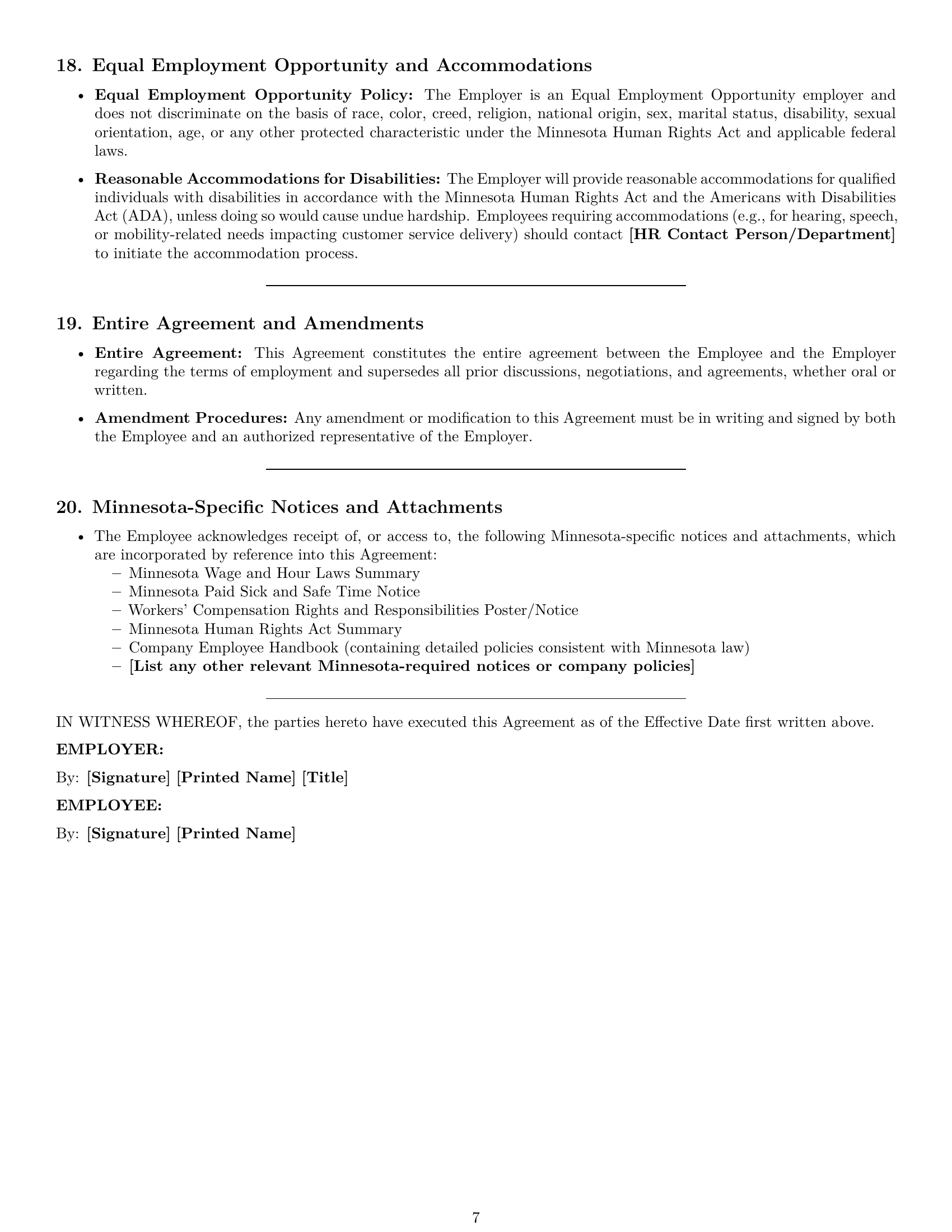 Preview page 7 of Pro Minnesota customer service representative employment contract template