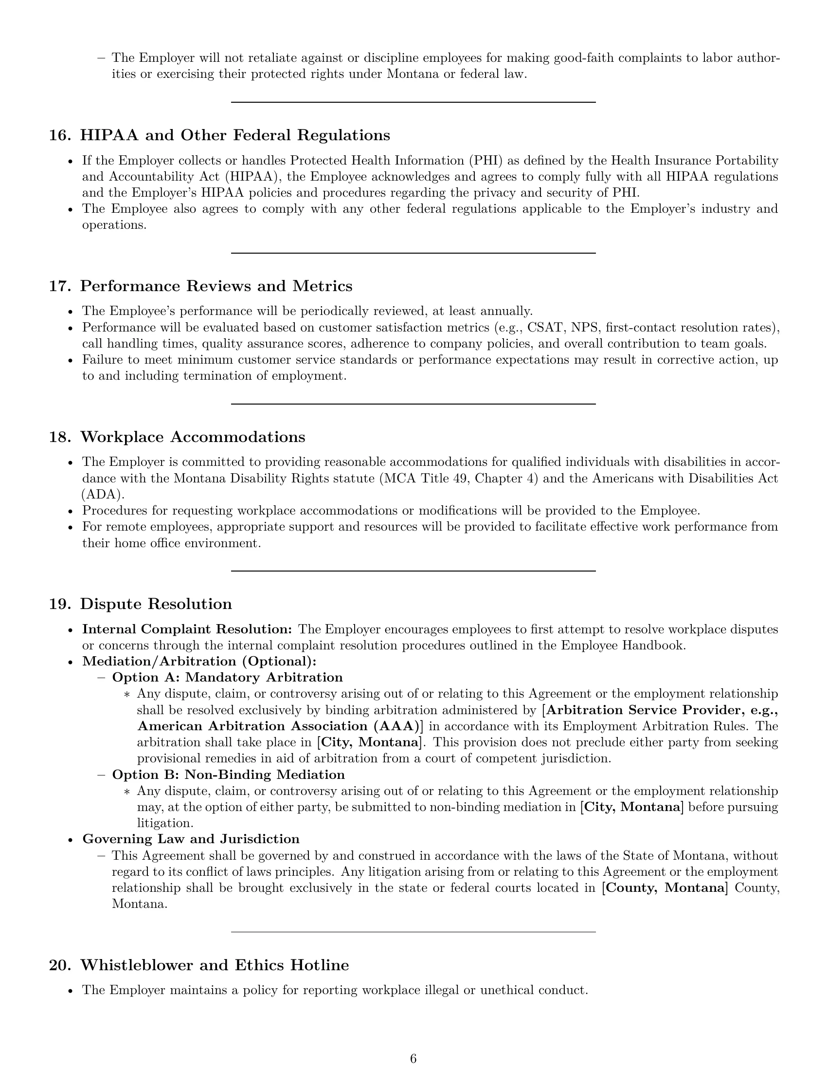Preview page 6 of Pro Montana customer service representative employment contract template
