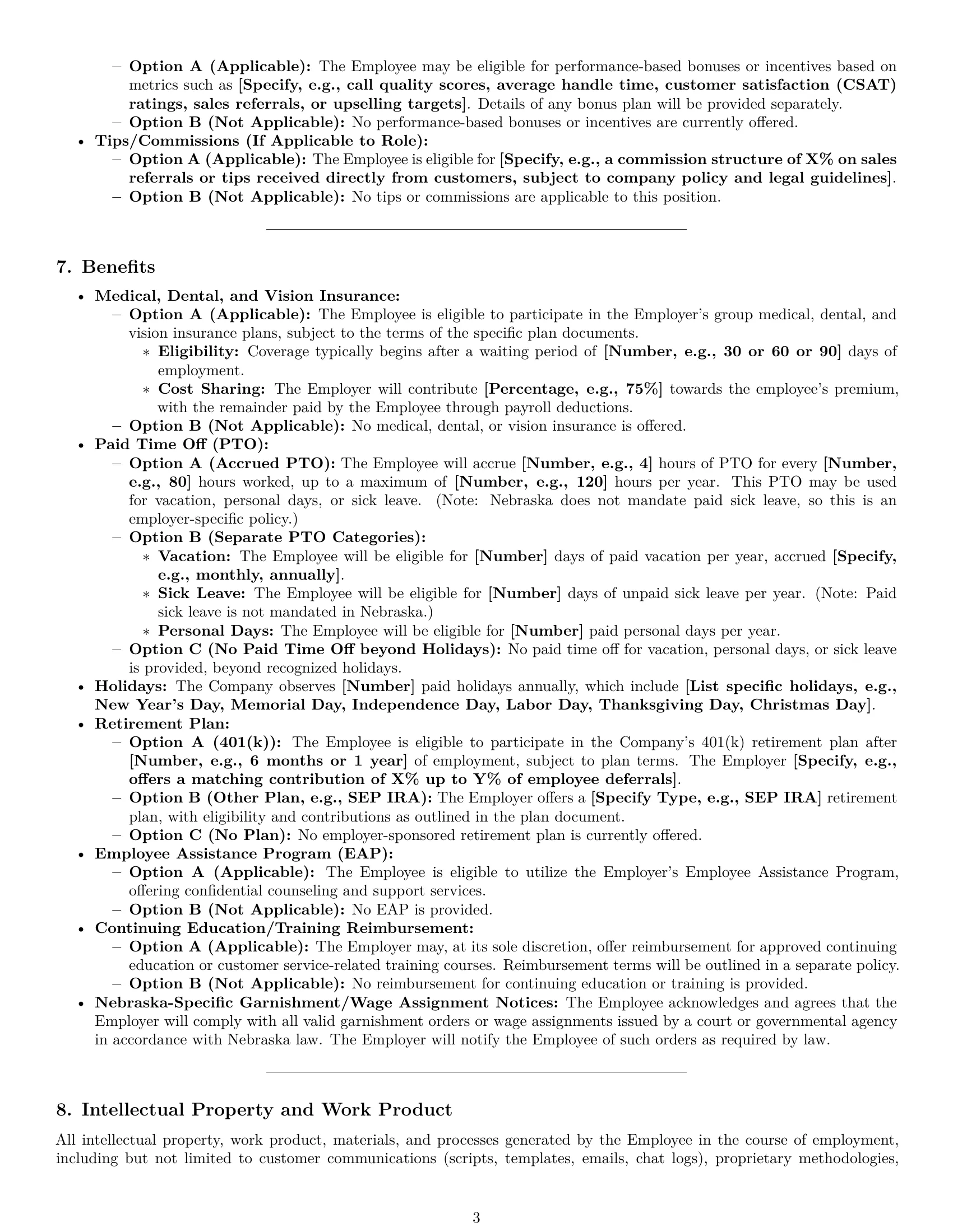 Preview page 3 of Pro Nebraska customer service representative employment contract template
