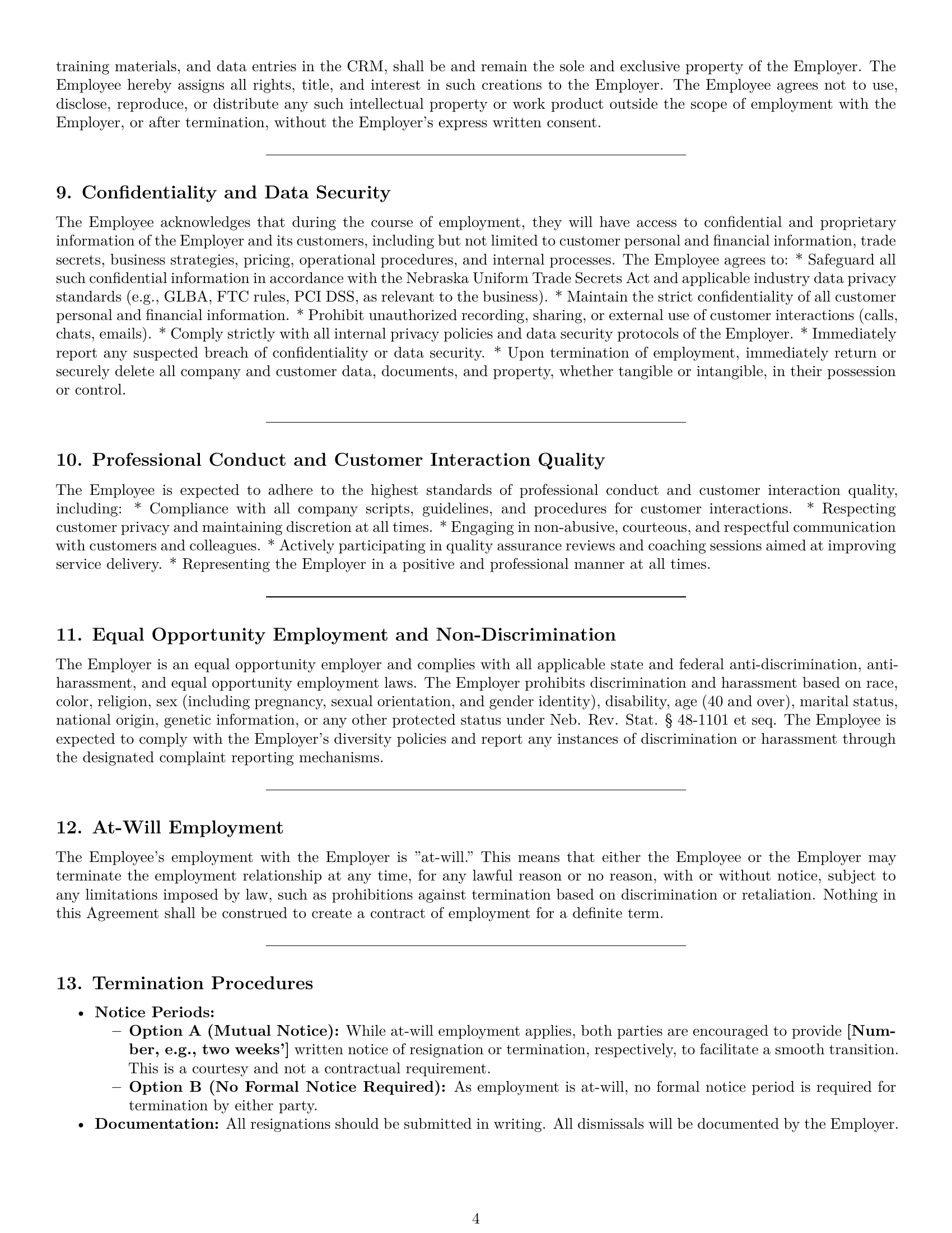 Preview page 4 of Pro Nebraska customer service representative employment contract template