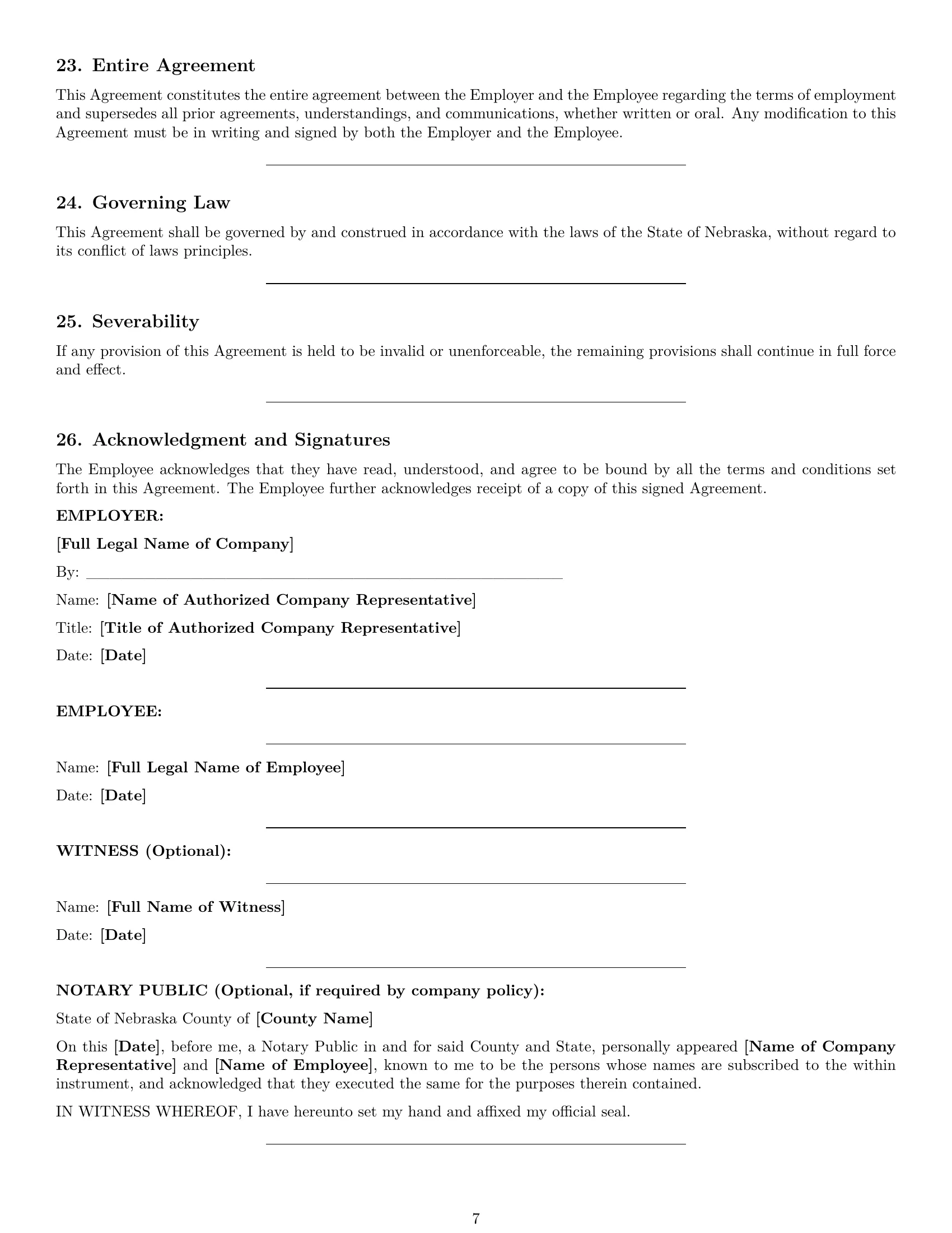 Preview page 7 of Pro Nebraska customer service representative employment contract template