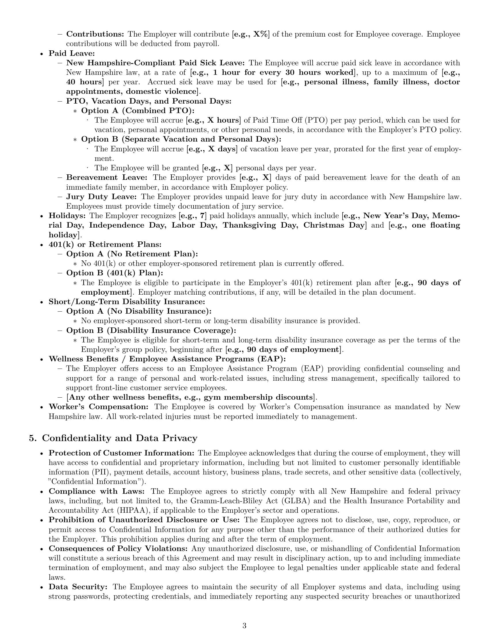 Preview page 3 of Pro New Hampshire customer service representative employment contract template