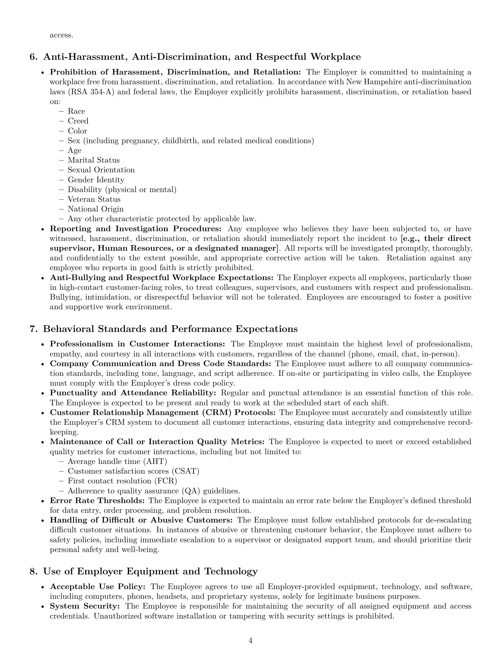 Preview page 4 of Pro New Hampshire customer service representative employment contract template
