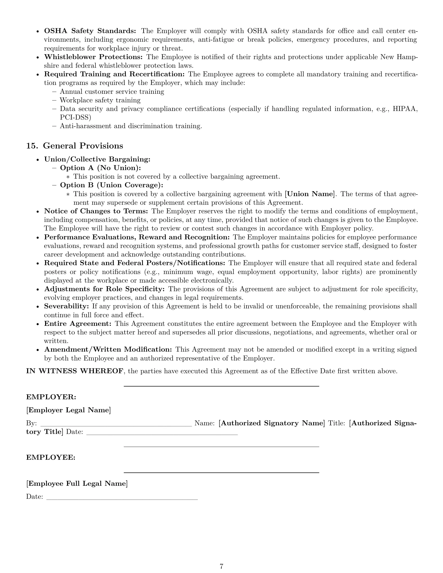 Preview page 7 of Pro New Hampshire customer service representative employment contract template