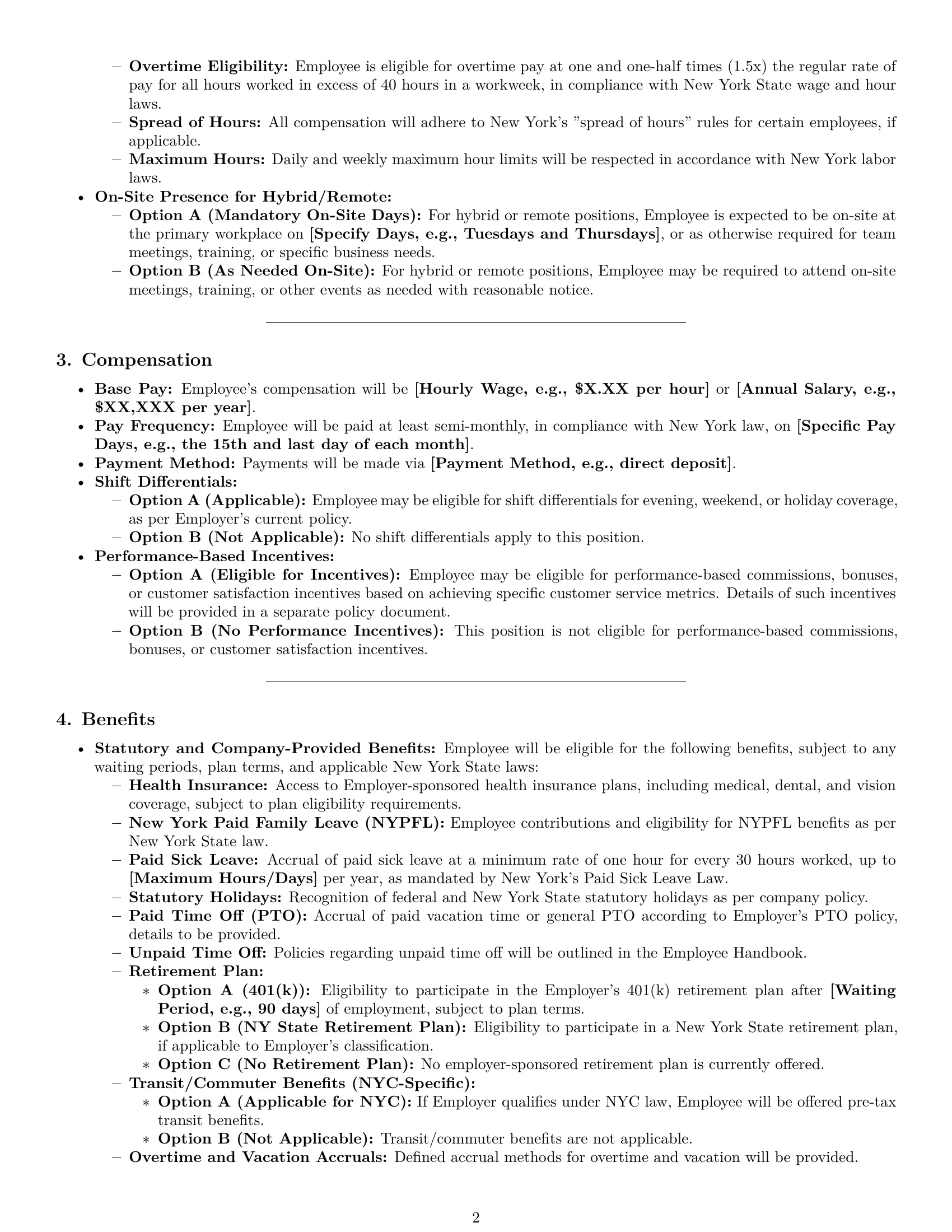 Preview page 2 of Pro New York customer service representative employment contract template