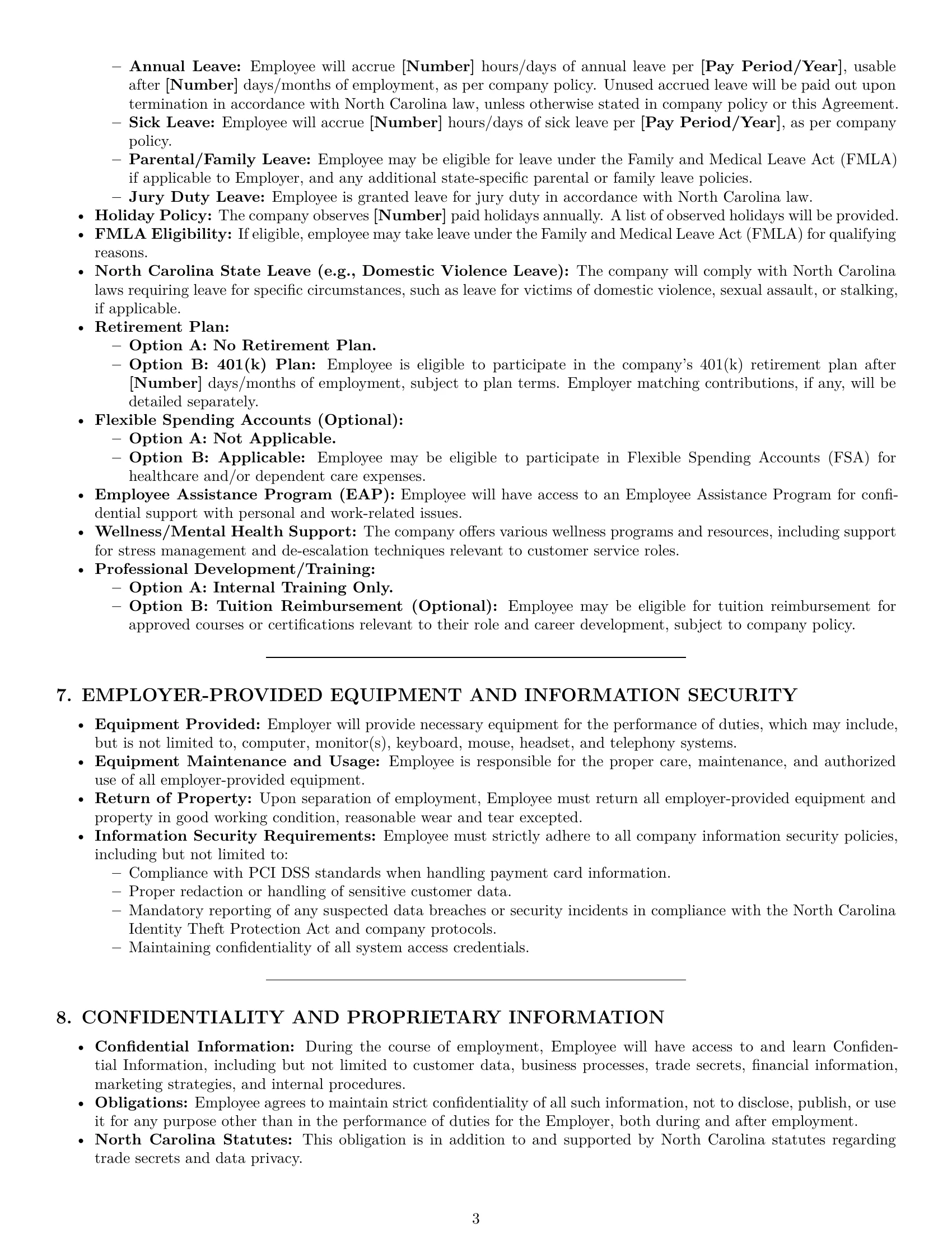 Preview page 3 of Pro North Carolina customer service representative employment contract template
